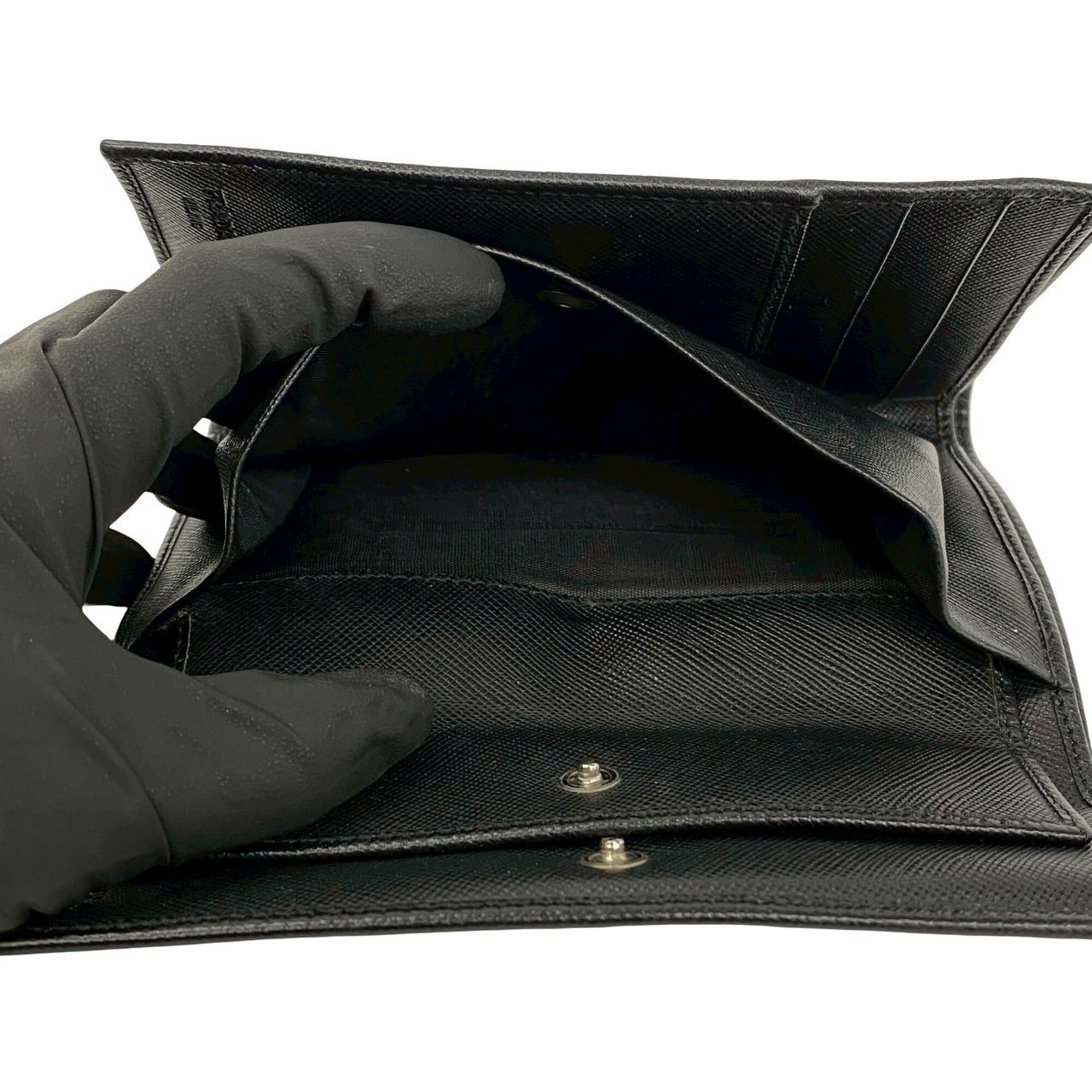 Prada Black Leather Wallet (Tri-Fold) (Pre-Owned)
