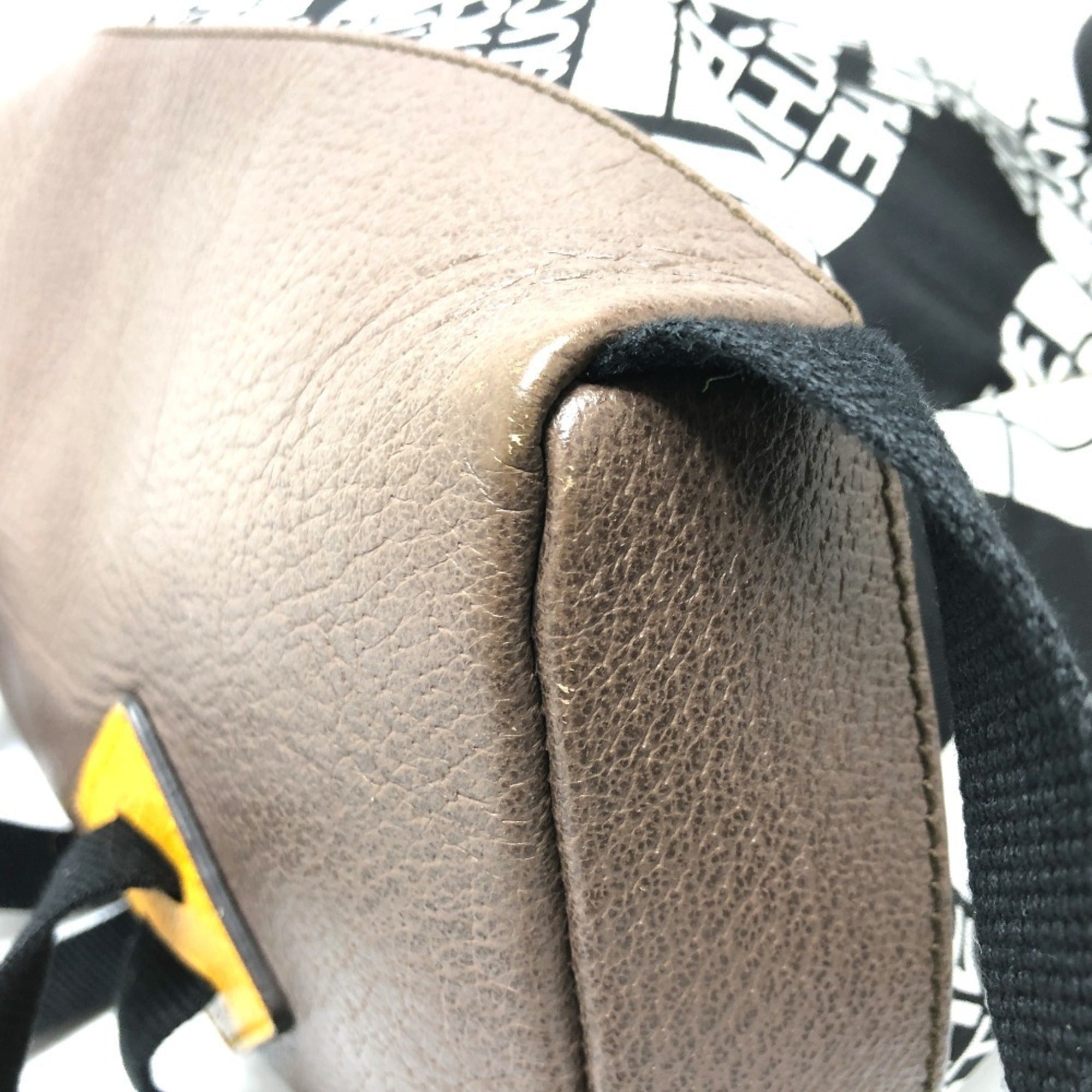 Gucci Black Brown White Nylon Leather Backpack (Pre-Owned)