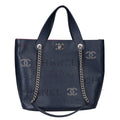Chanel Navy Leather Handbag (Pre-Owned)