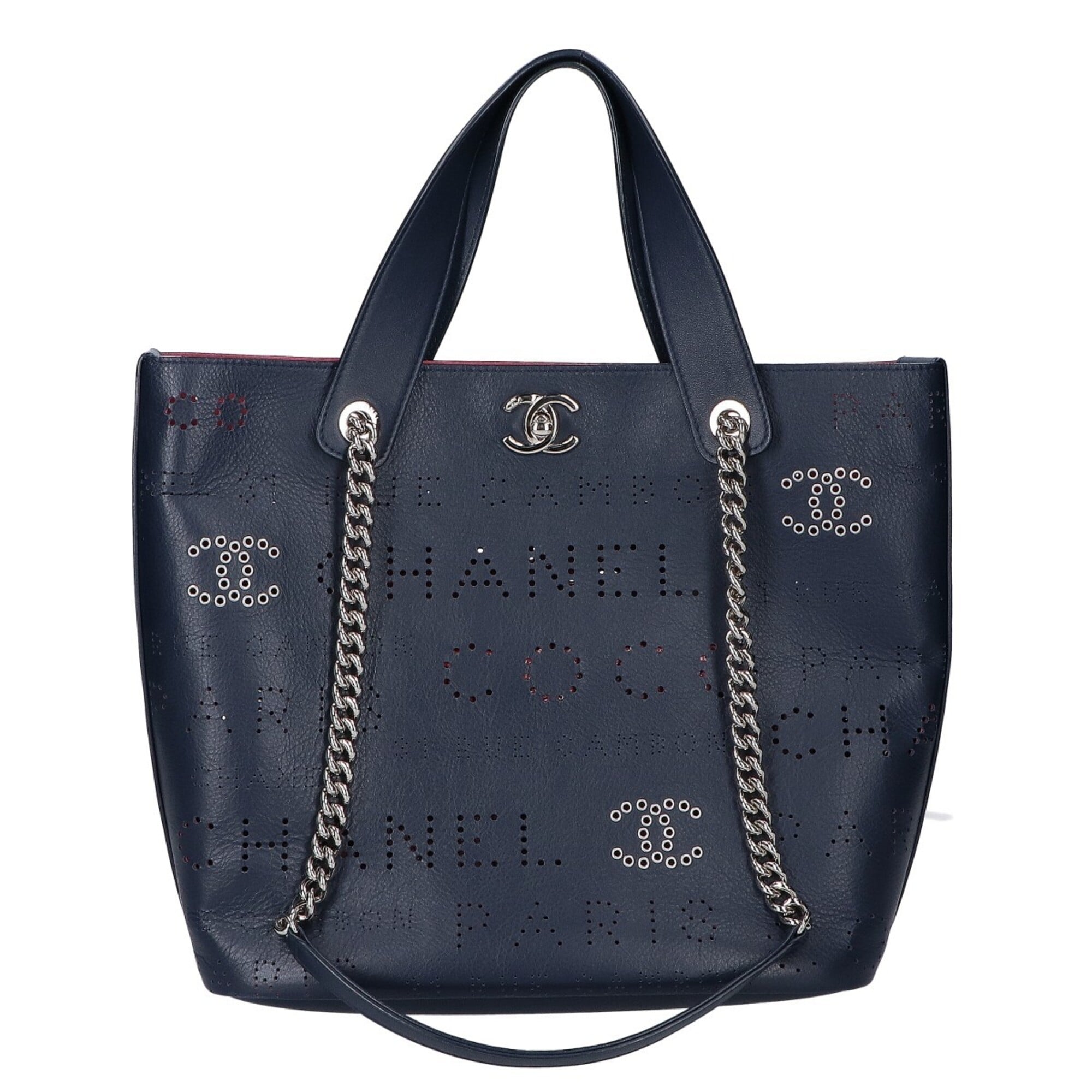 Chanel Navy Leather Handbag (Pre-Owned)