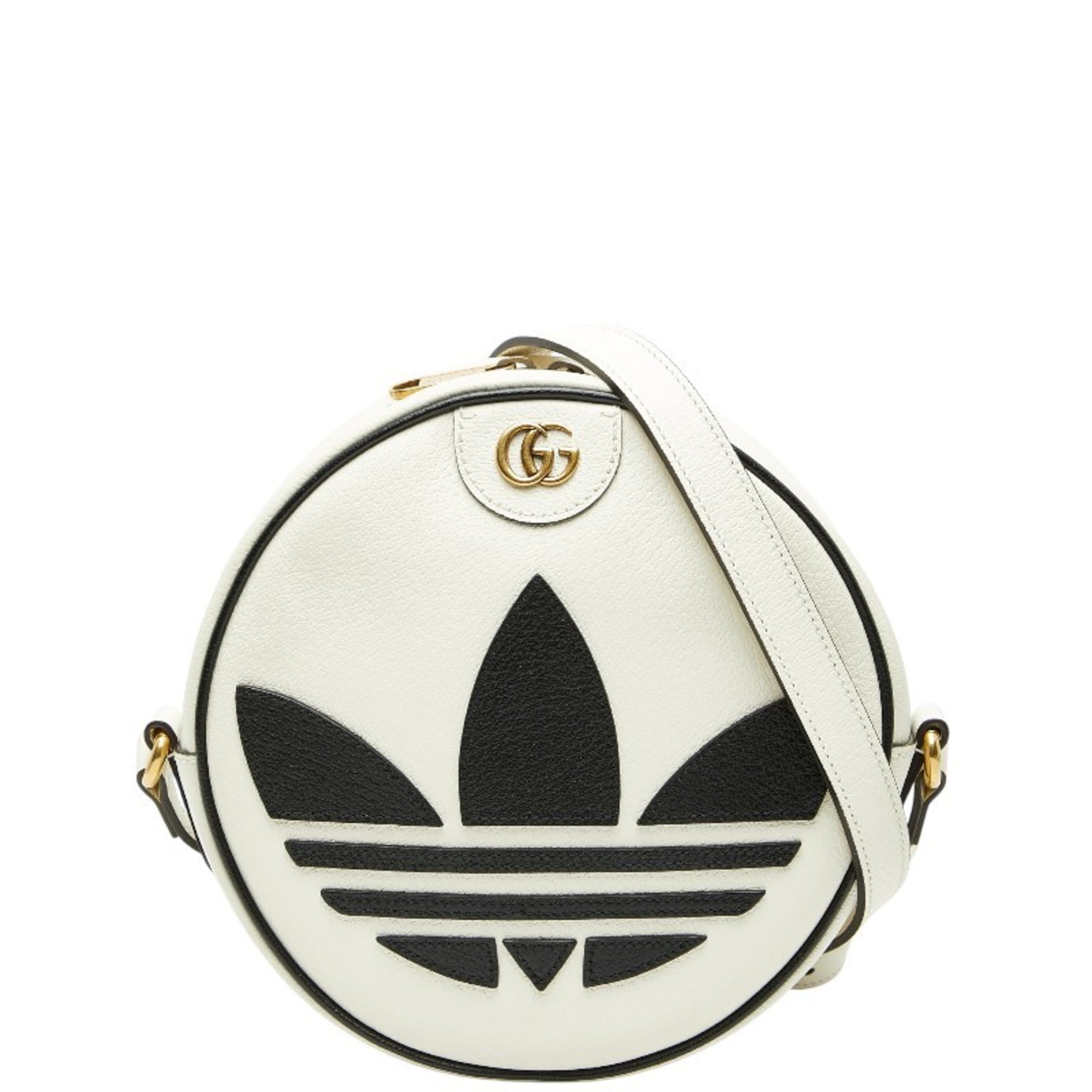Gucci Black White Leather Shoulder Bag (Pre-Owned)