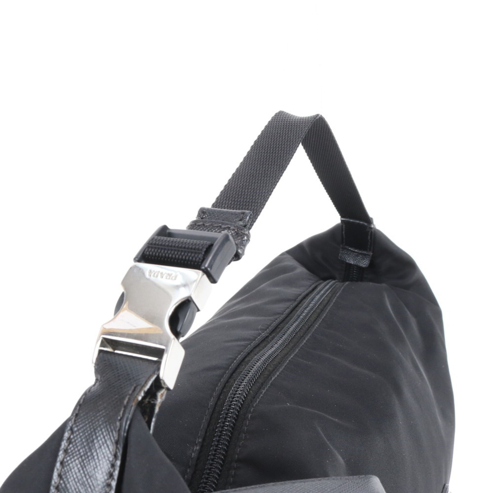 Prada Black Nylon Leather Handbag Pouch Tote Bag (Pre-Owned)