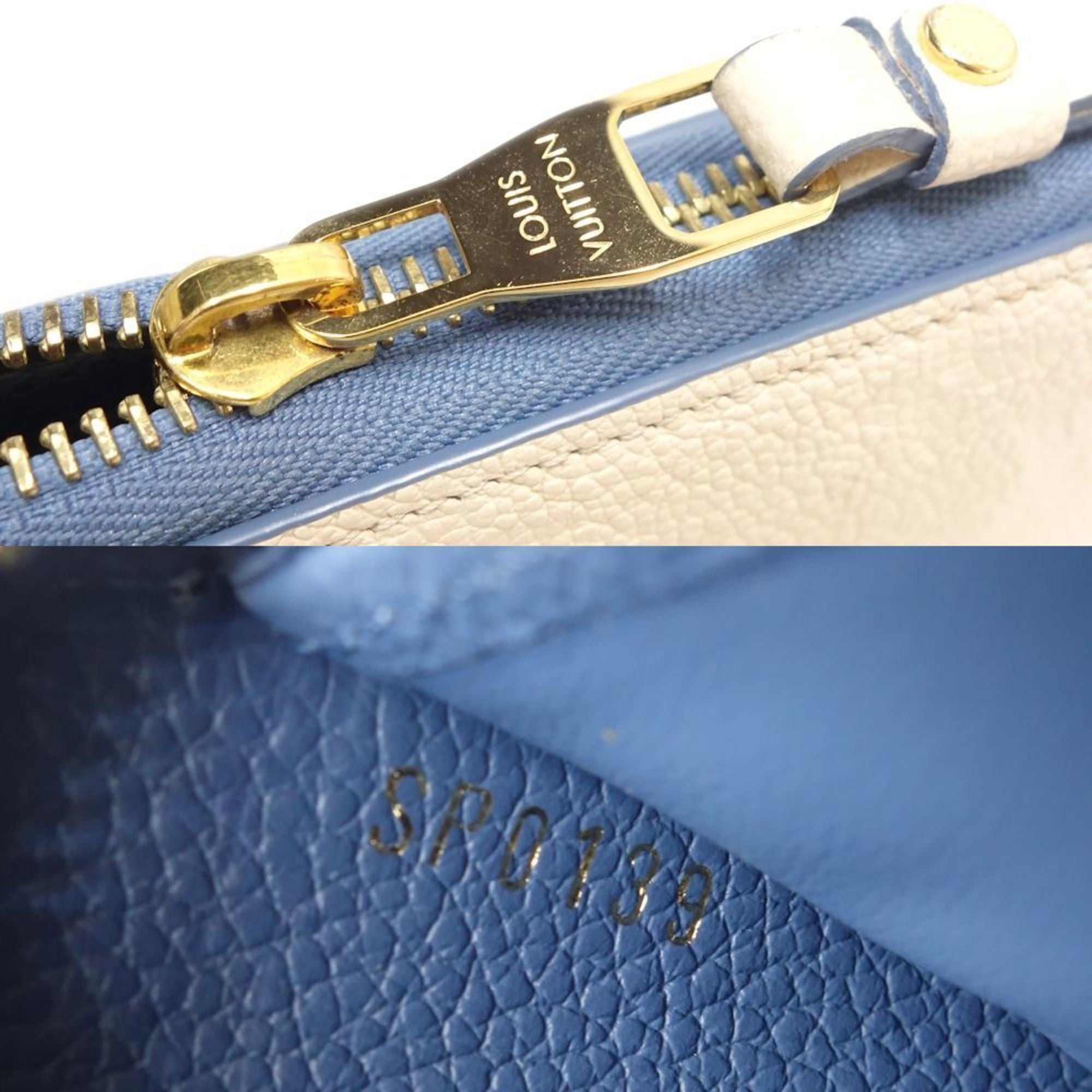 Louis Vuitton Blue Jean Cream Leather Long Wallet (Bi-Fold) (Pre-Owned)