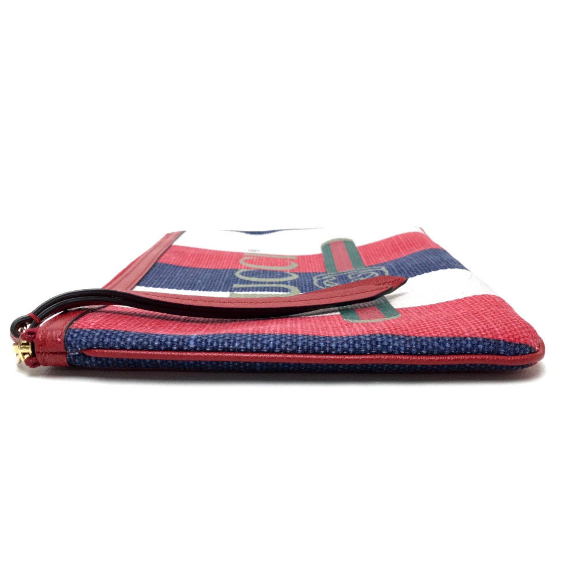 Gucci Red Color Canvas Leather Clutch Bag (Pre-Owned)