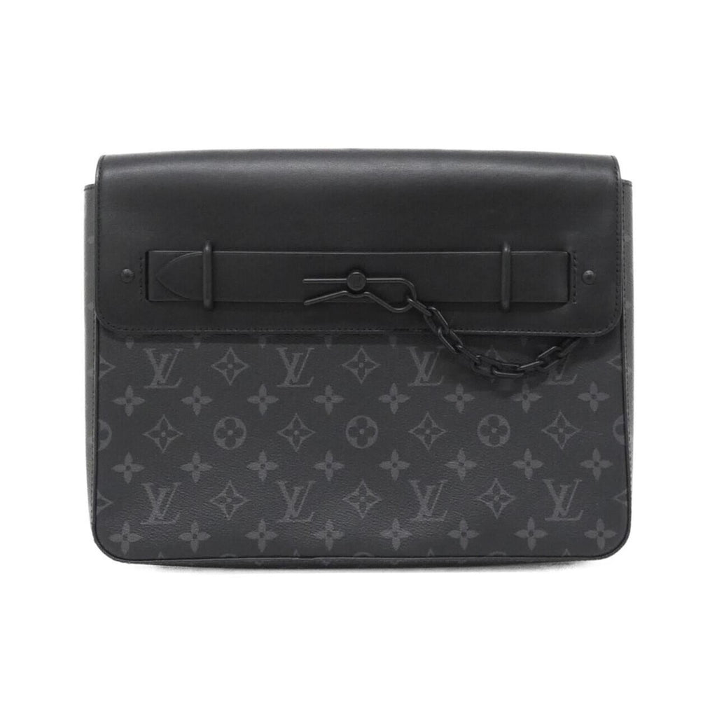 Louis Vuitton Black Coated Canvas Clutch Bag Handbag (Pre-Owned)