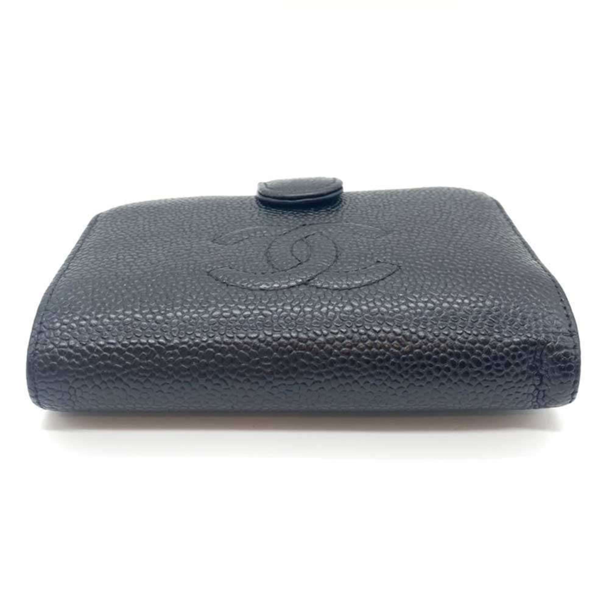 Chanel Black Grained Calfskin Wallet (Bi-Fold) (Pre-Owned)