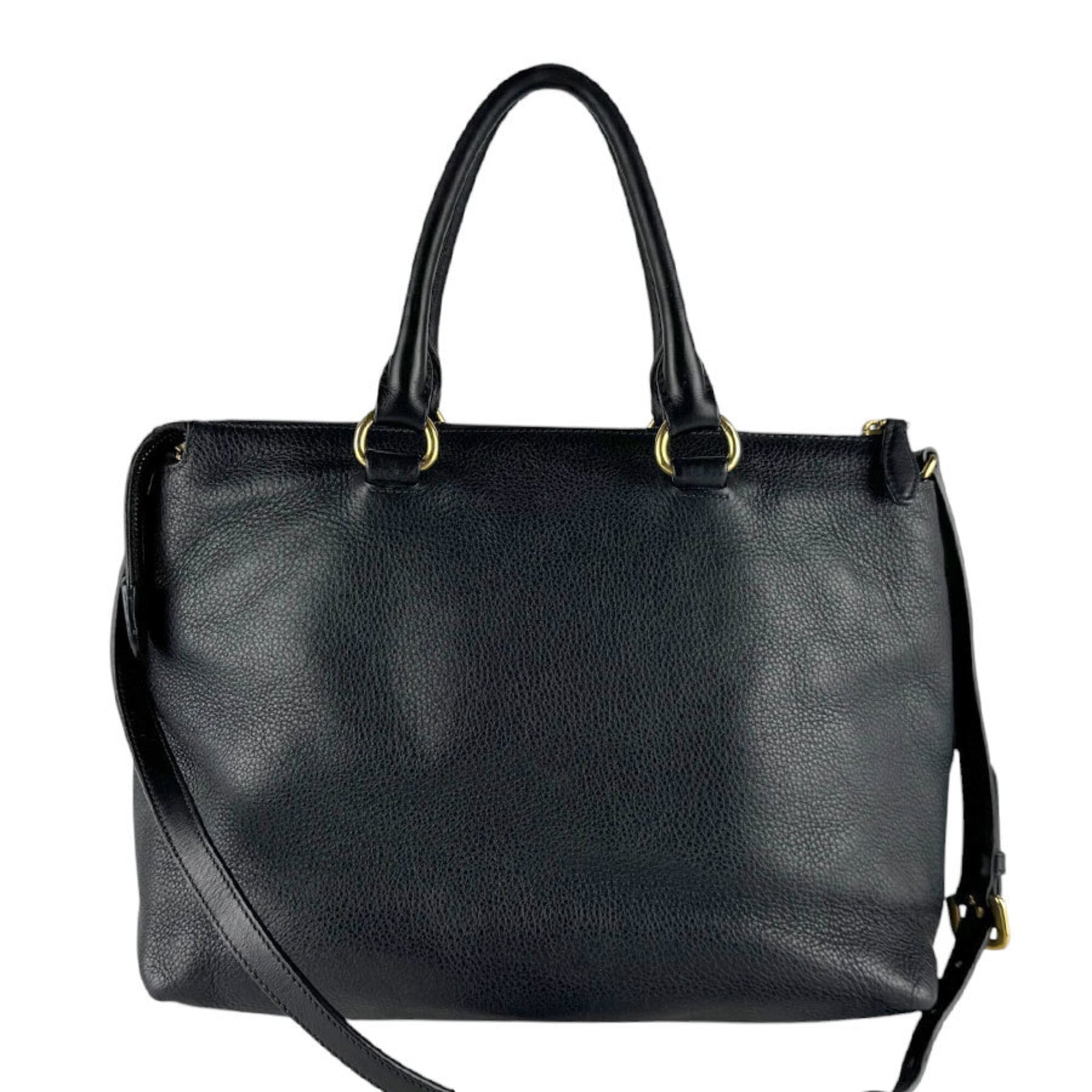 Prada Black Leather Handbag Shoulder Bag (Pre-Owned)