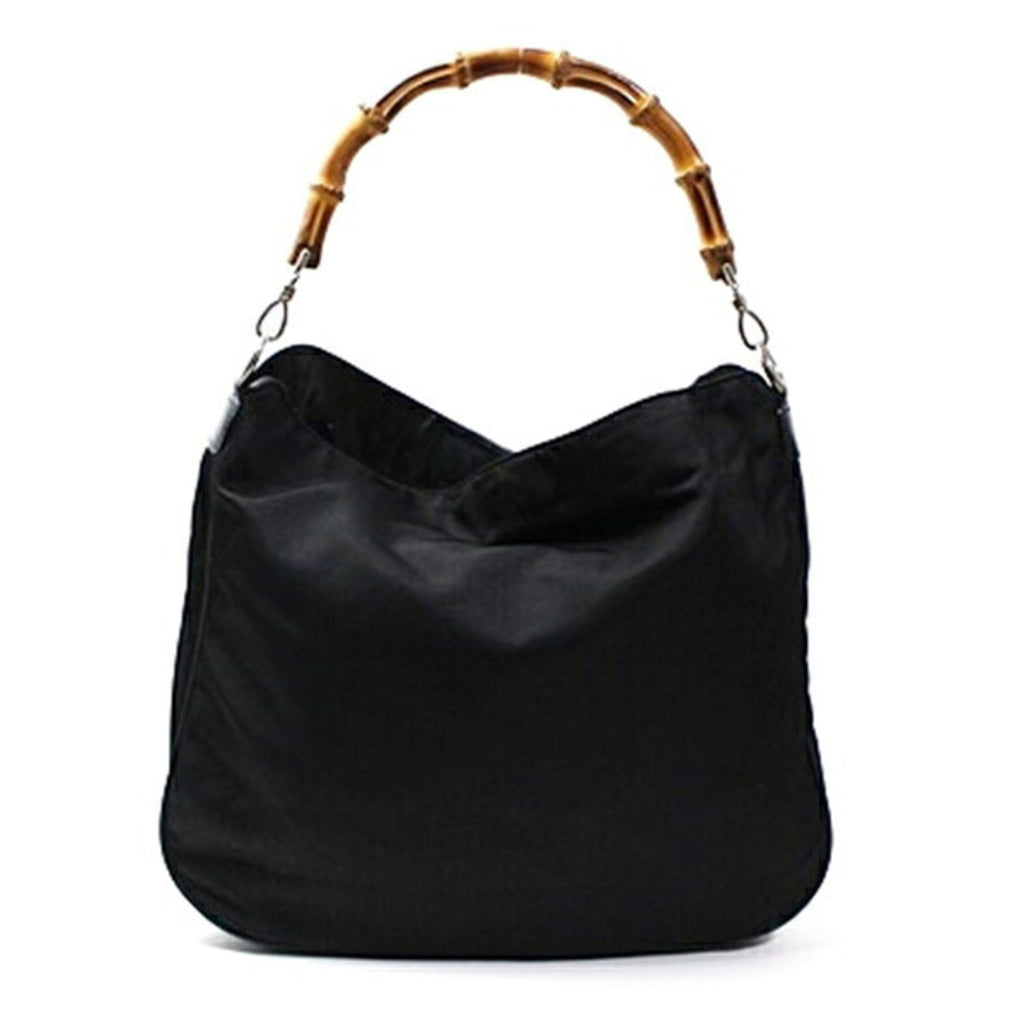 Gucci Black Dark Brown Nylon Handbag Shoulder Bag (Pre-Owned)