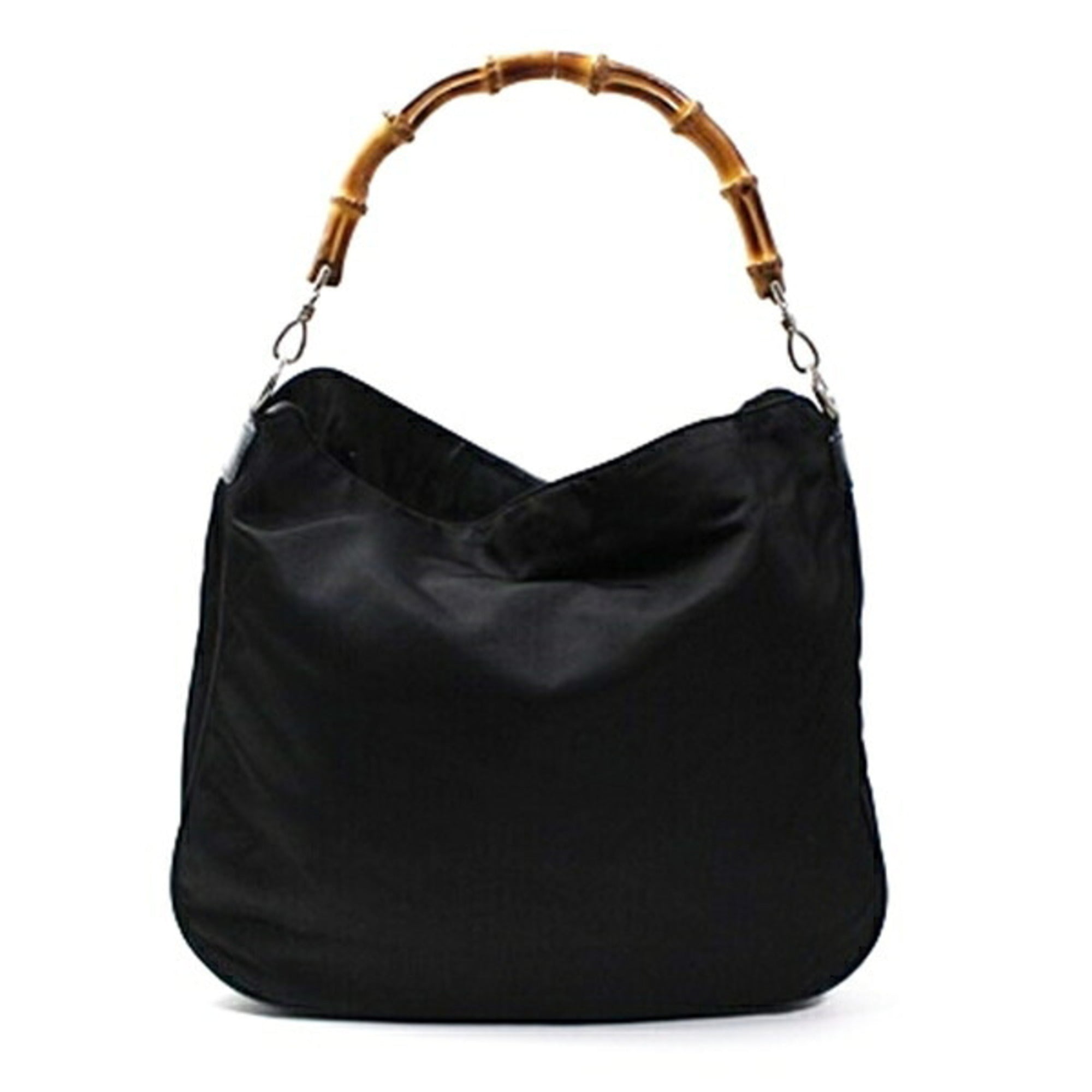 Gucci Black Dark Brown Nylon Handbag Shoulder Bag (Pre-Owned)