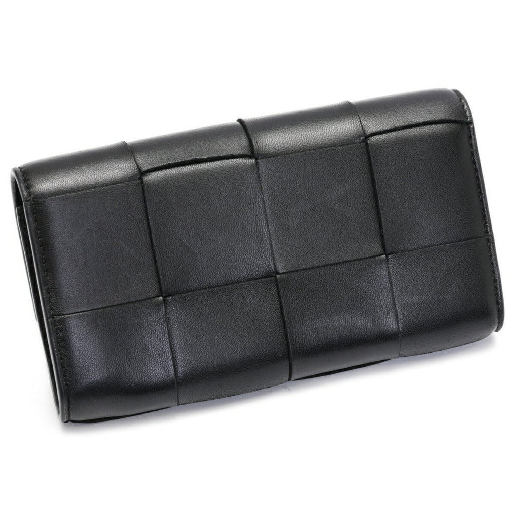 Bottega Veneta Black Leather Long Wallet (Bi-Fold) (Pre-Owned)