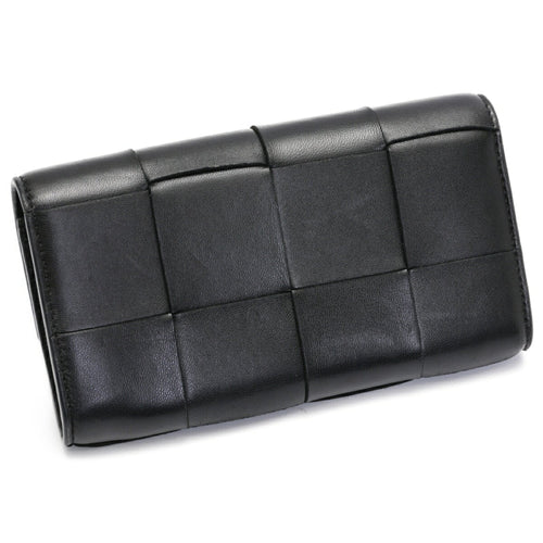 Bottega Veneta Black Leather Long Wallet (Bi-Fold) (Pre-Owned)