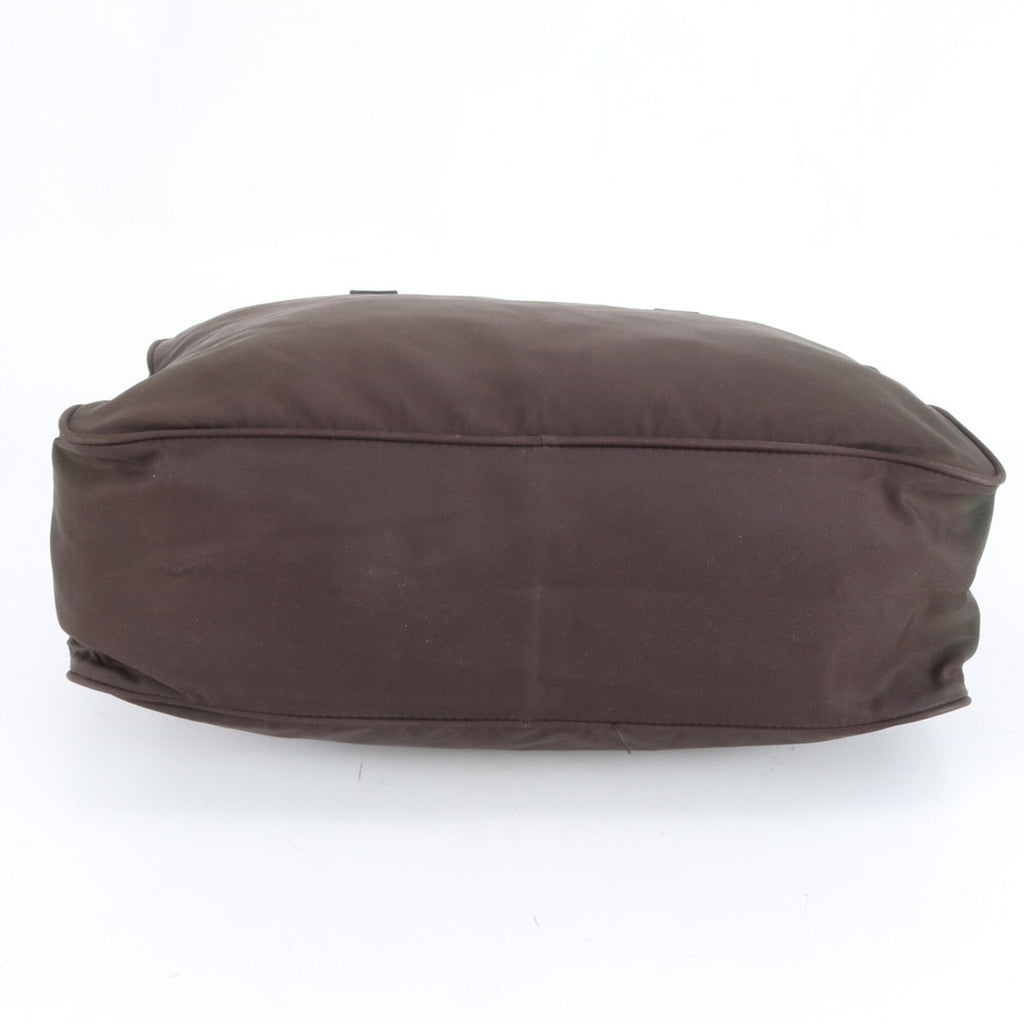 Prada Brown Nylon Leather Handbag Tote Bag (Pre-Owned)