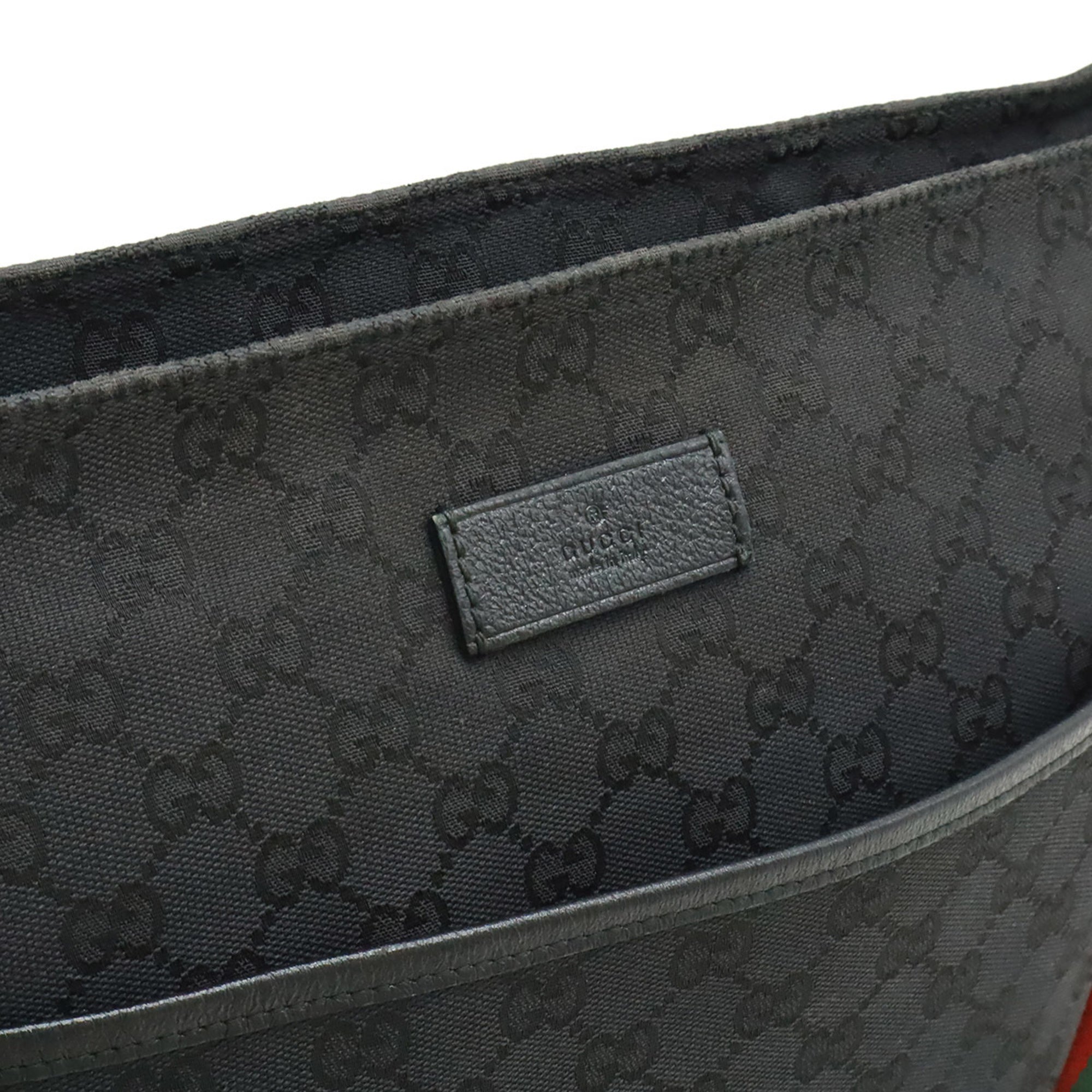 Gucci Black Green Red Color Gg Canvas Shoulder Bag (Pre-Owned)