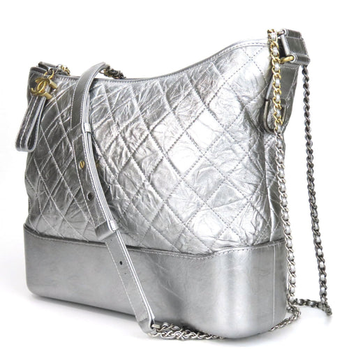 Chanel Metallic Silver Leather Shoulder Bag (Pre-Owned)
