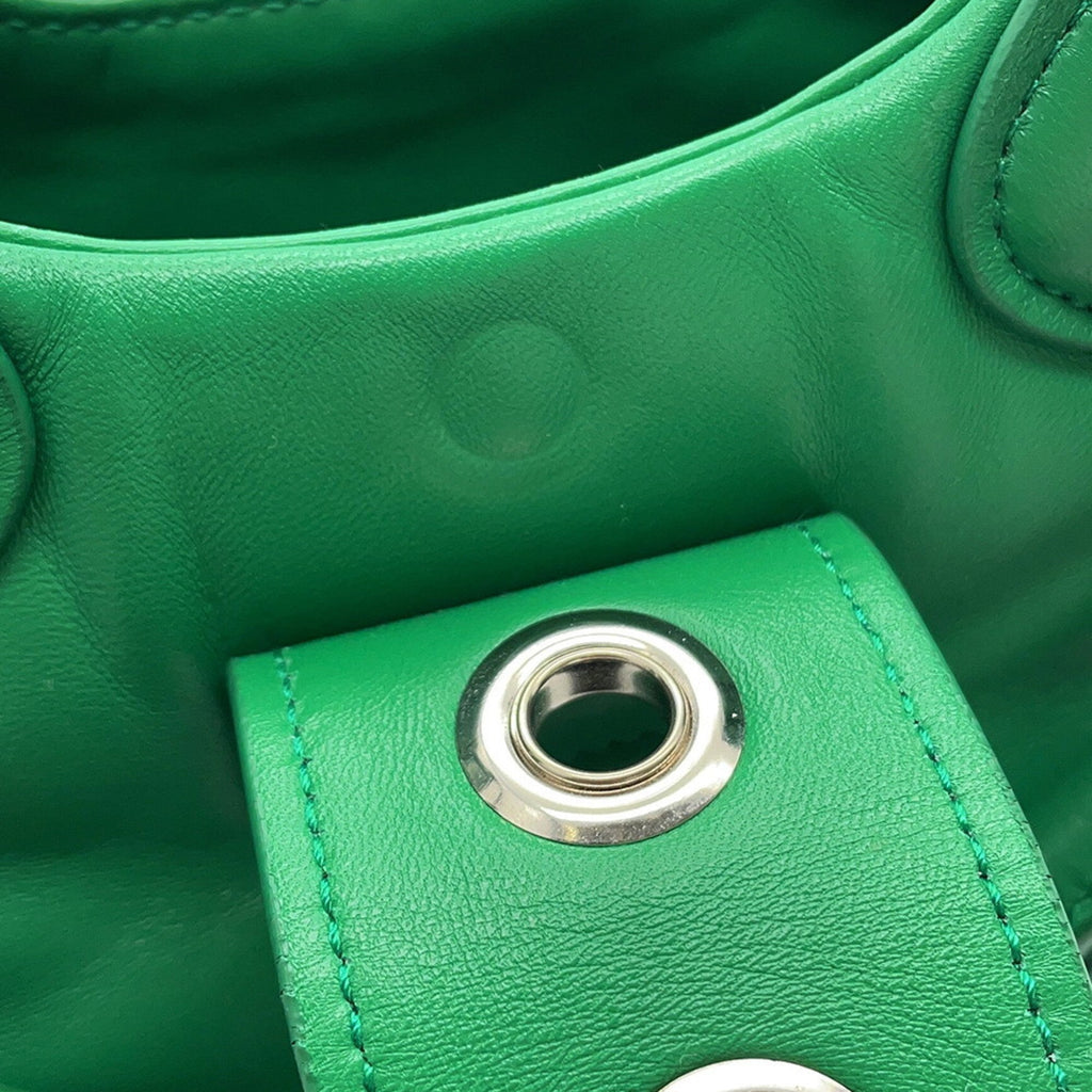 Prada Green Leather Handbag Shoulder Bag (Pre-Owned)
