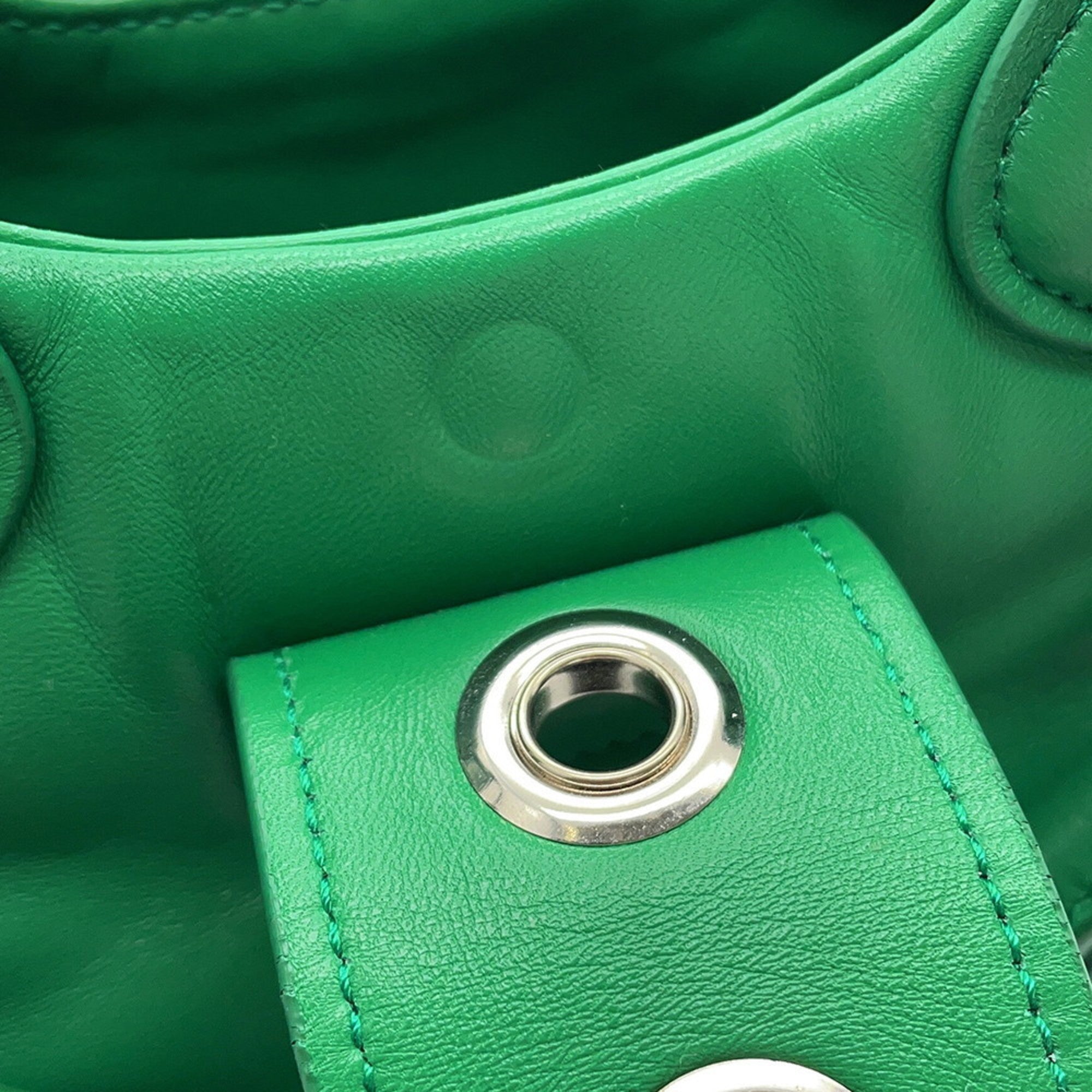 Prada Green Leather Handbag Shoulder Bag (Pre-Owned)