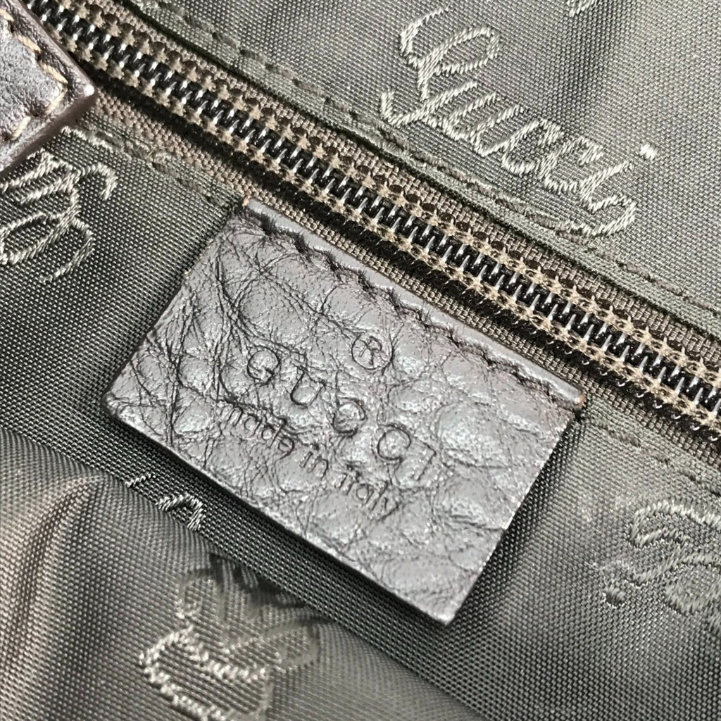 Gucci Dark Brown Leather Pochette Shoulder Bag (Pre-Owned)