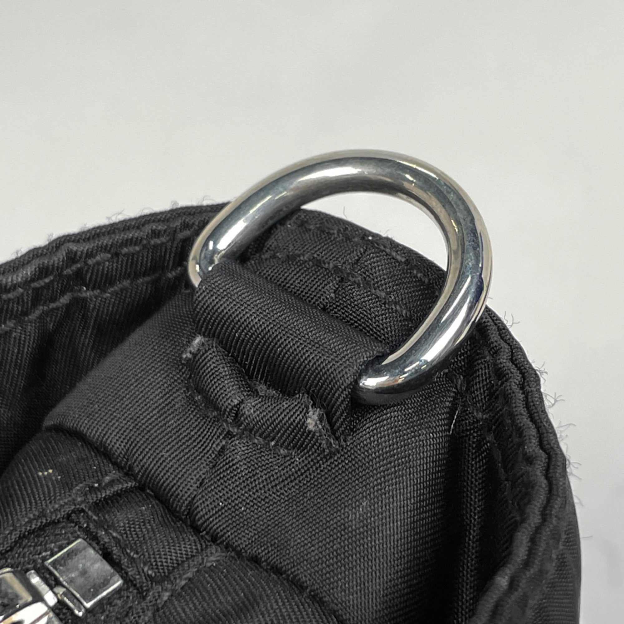 Prada Black Nylon Leather Handbag Shoulder Bag (Pre-Owned)