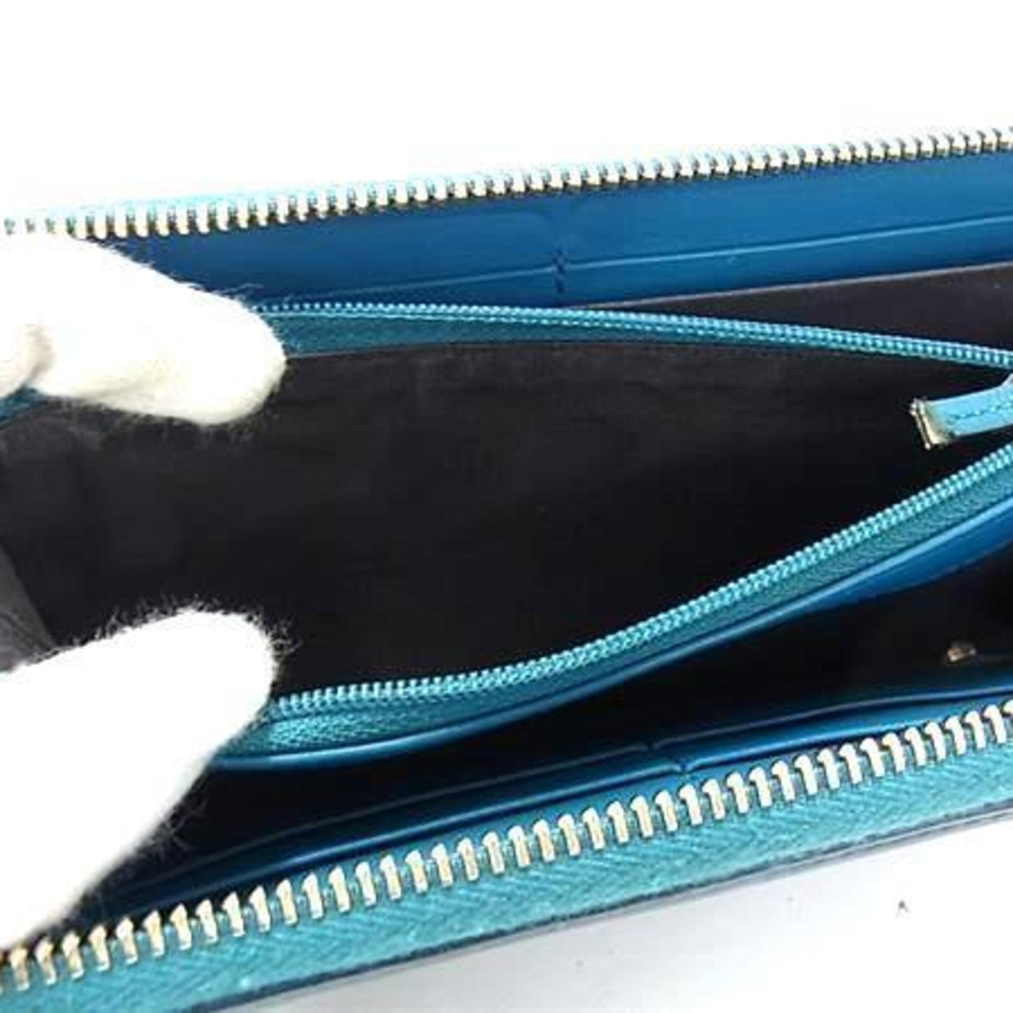 Gucci Blue Green Leather Long Wallet (Bi-Fold) (Pre-Owned)