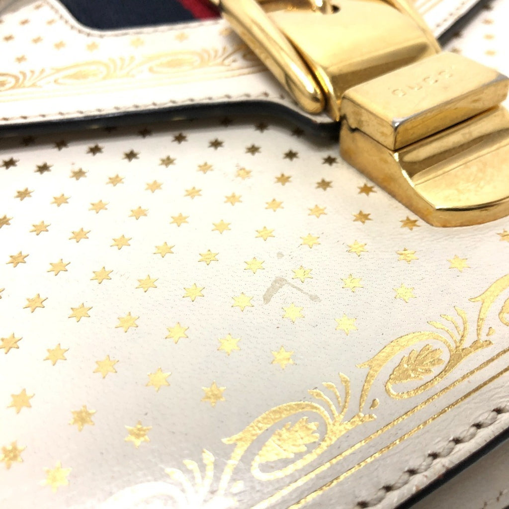 Gucci Blue White Leather Handbag Shoulder Bag (Pre-Owned)
