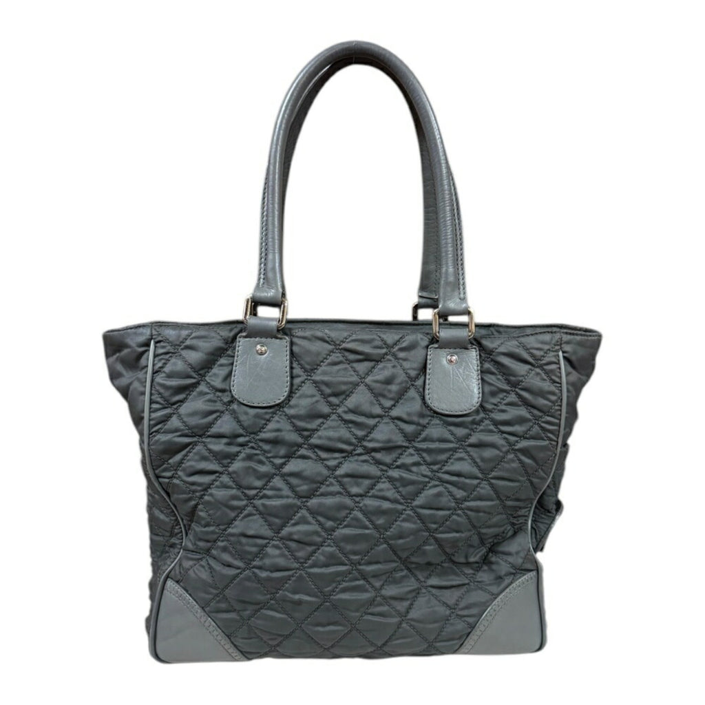 Chanel Gray Nylon Leather Tote Bag (Pre-Owned)