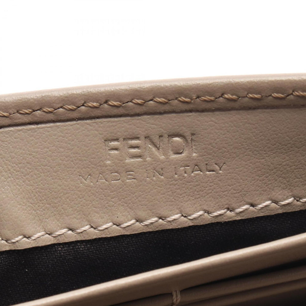 Fendi Beige Gray Leather Long Wallet (Bi-Fold) (Pre-Owned)