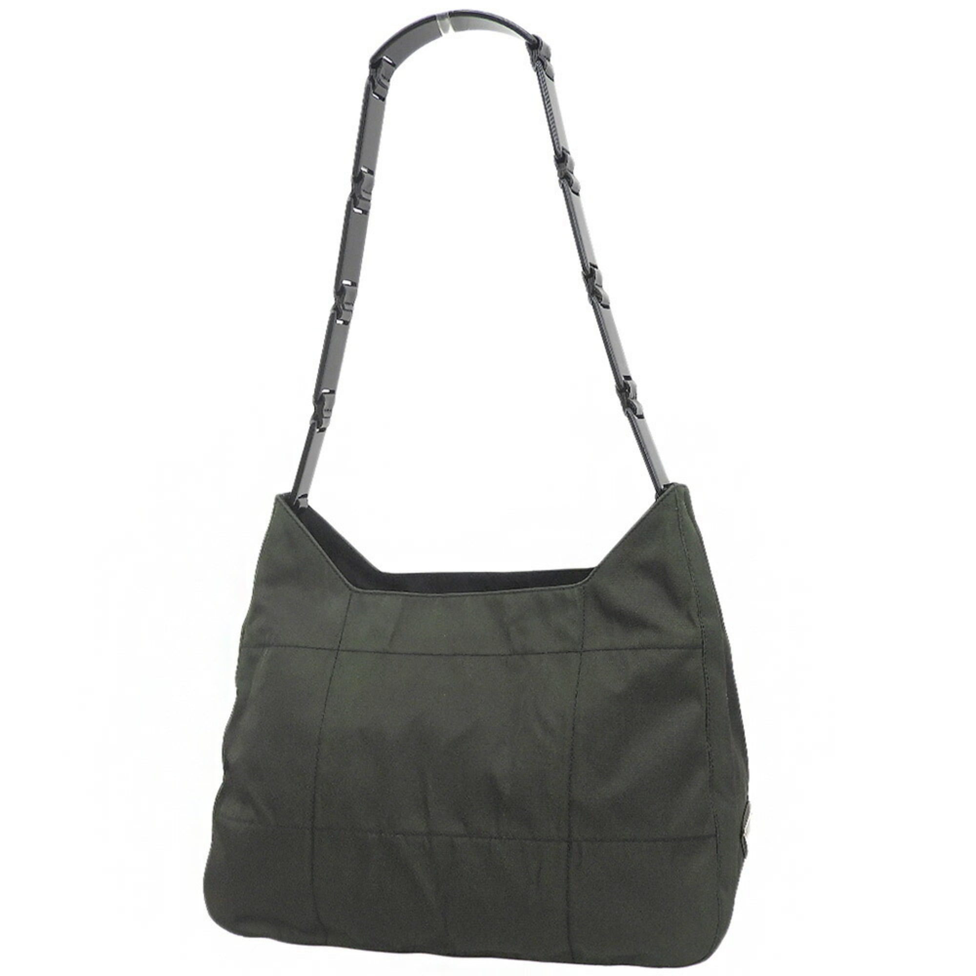 Prada Black Green Nylon Plastic Shoulder Bag (Pre-Owned)