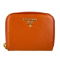 Prada Orange Leather Coin Purse/Coin Case (Pre-Owned)