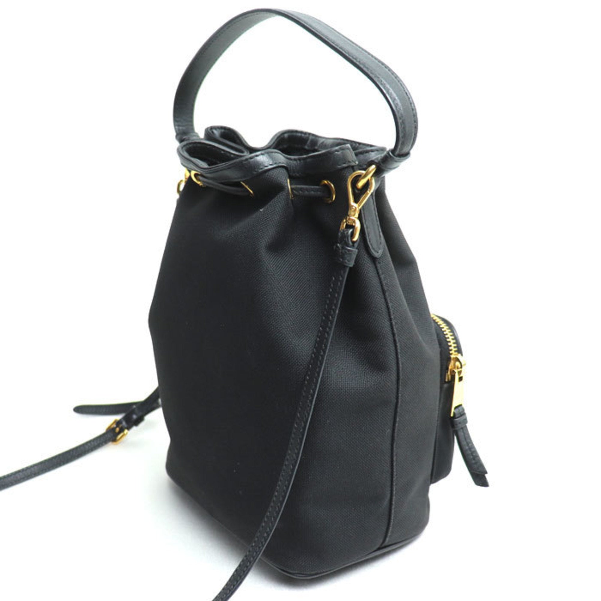 Prada Black Canvas Leather Shoulder Bag (Pre-Owned)