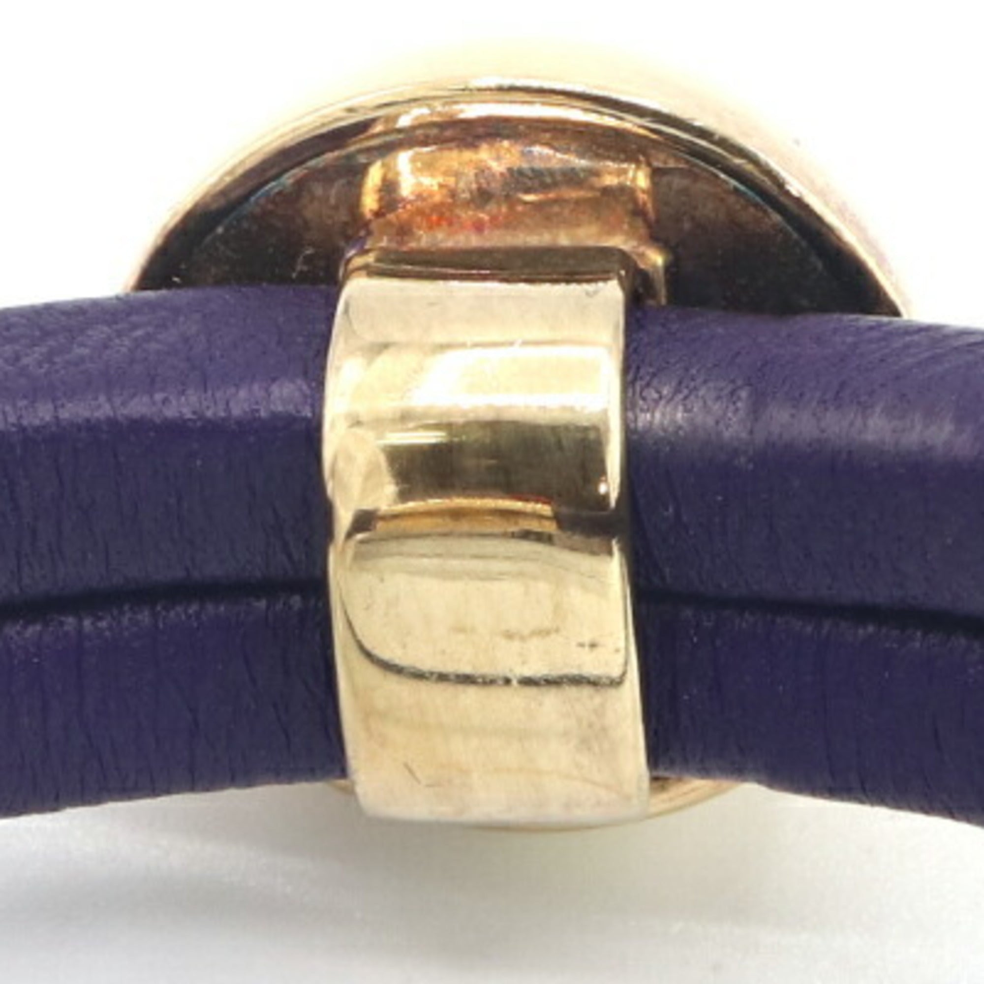 Bottega Veneta Gold Purple Leather Sterling Silver 925 Charm Bracelet (Pre-Owned)