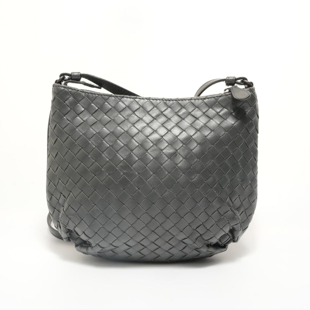 Bottega Veneta Intrecciato Gray Intrecciato Shoulder Bag (Pre-Owned)