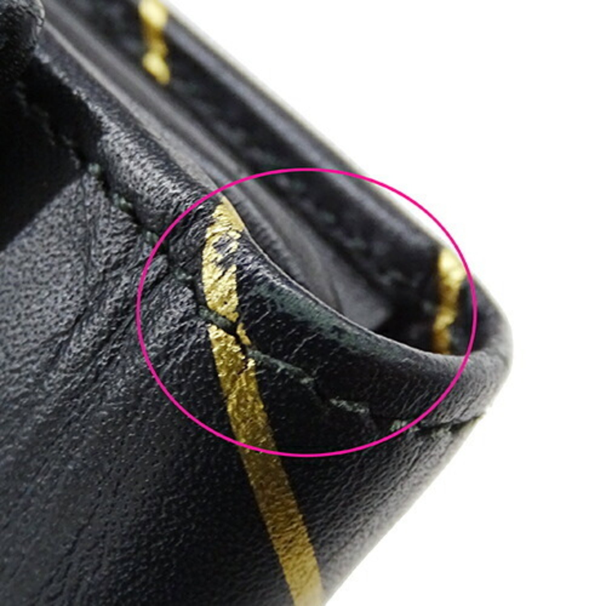 Gucci Gold Black Leather Wallet (Tri-Fold) (Pre-Owned)