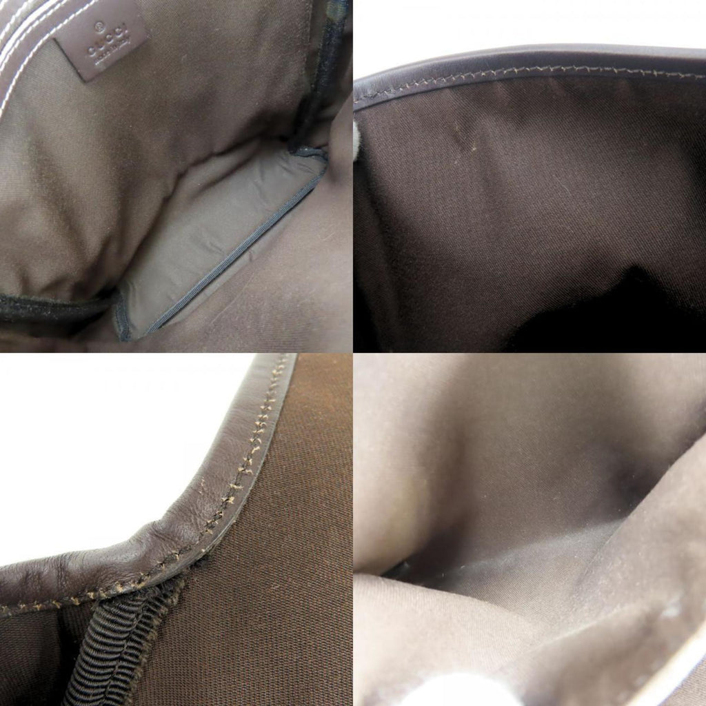 Gucci Beige Dark Brown Gg Supreme Leather Shoulder Bag (Pre-Owned)