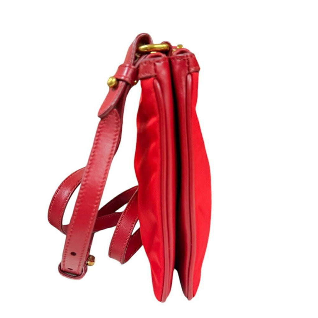 Prada Red Color Nylon Shoulder Bag (Pre-Owned)