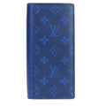 Louis Vuitton Blue Cobalt Taiga Leather Monogram Long Wallet (Bi-Fold) (Pre-Owned)