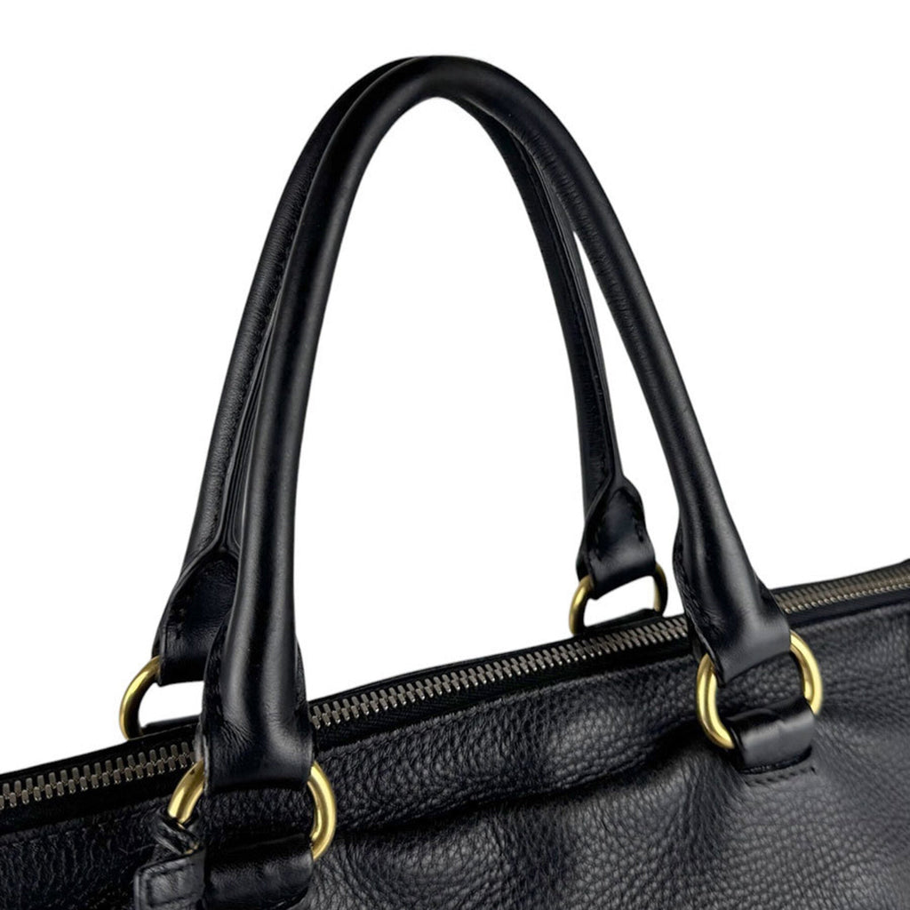 Prada Black Leather Handbag Shoulder Bag (Pre-Owned)