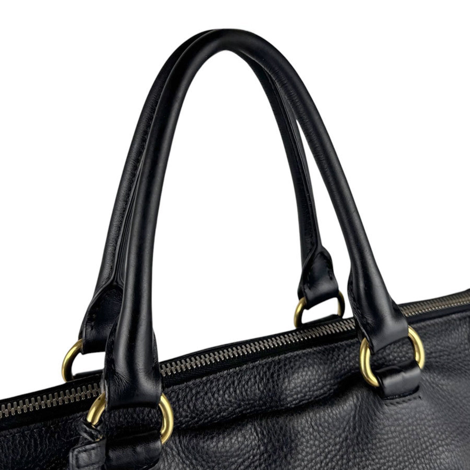 Prada Black Leather Handbag Shoulder Bag (Pre-Owned)