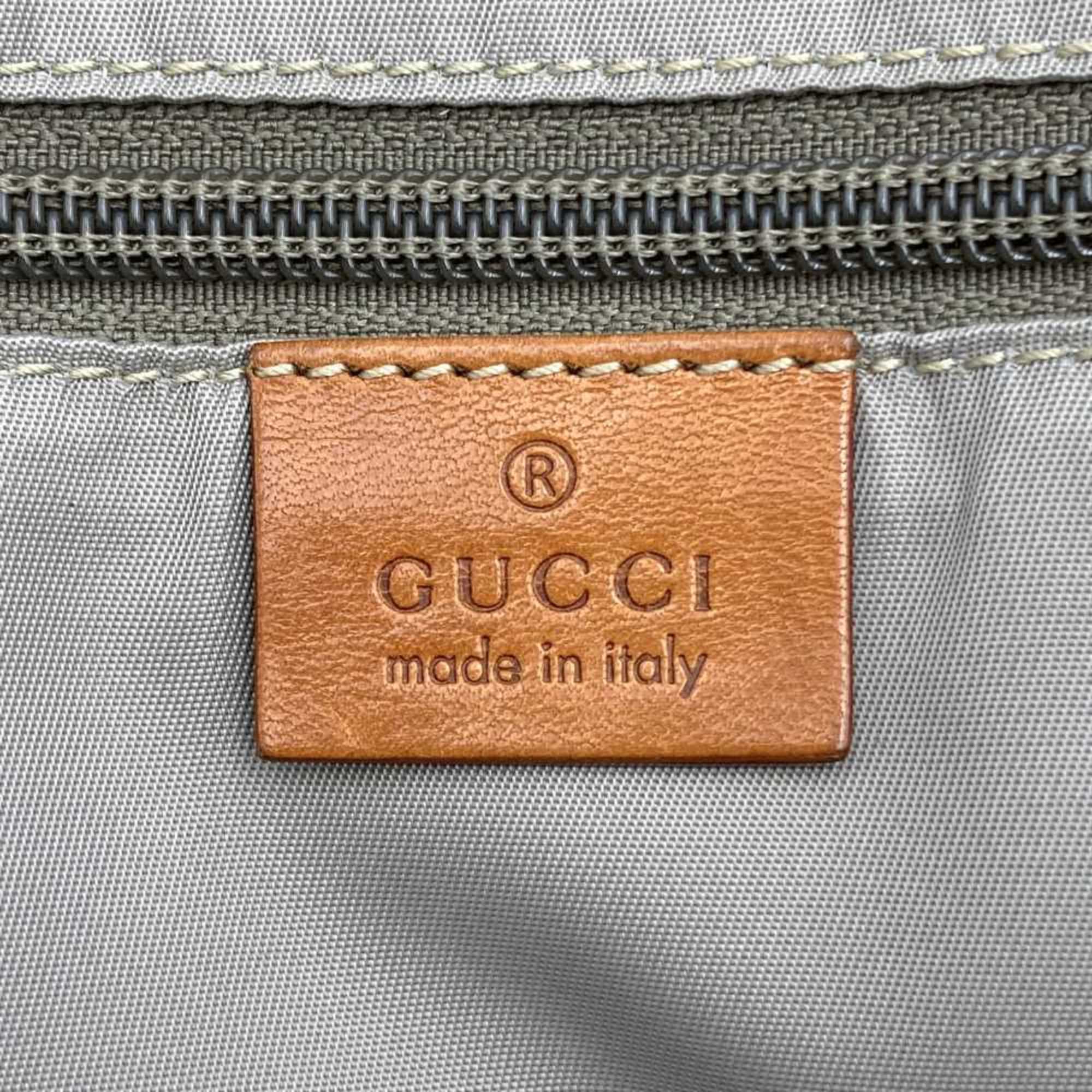 Gucci Sherry Line Beige Polyester Leather Tote Bag (Pre-Owned)