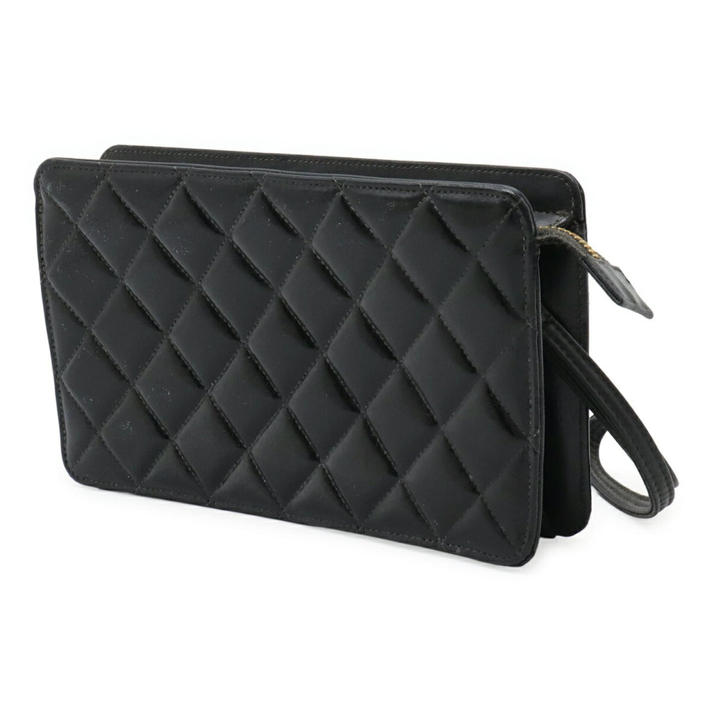 Chanel Black Leather Clutch Bag (Pre-Owned)