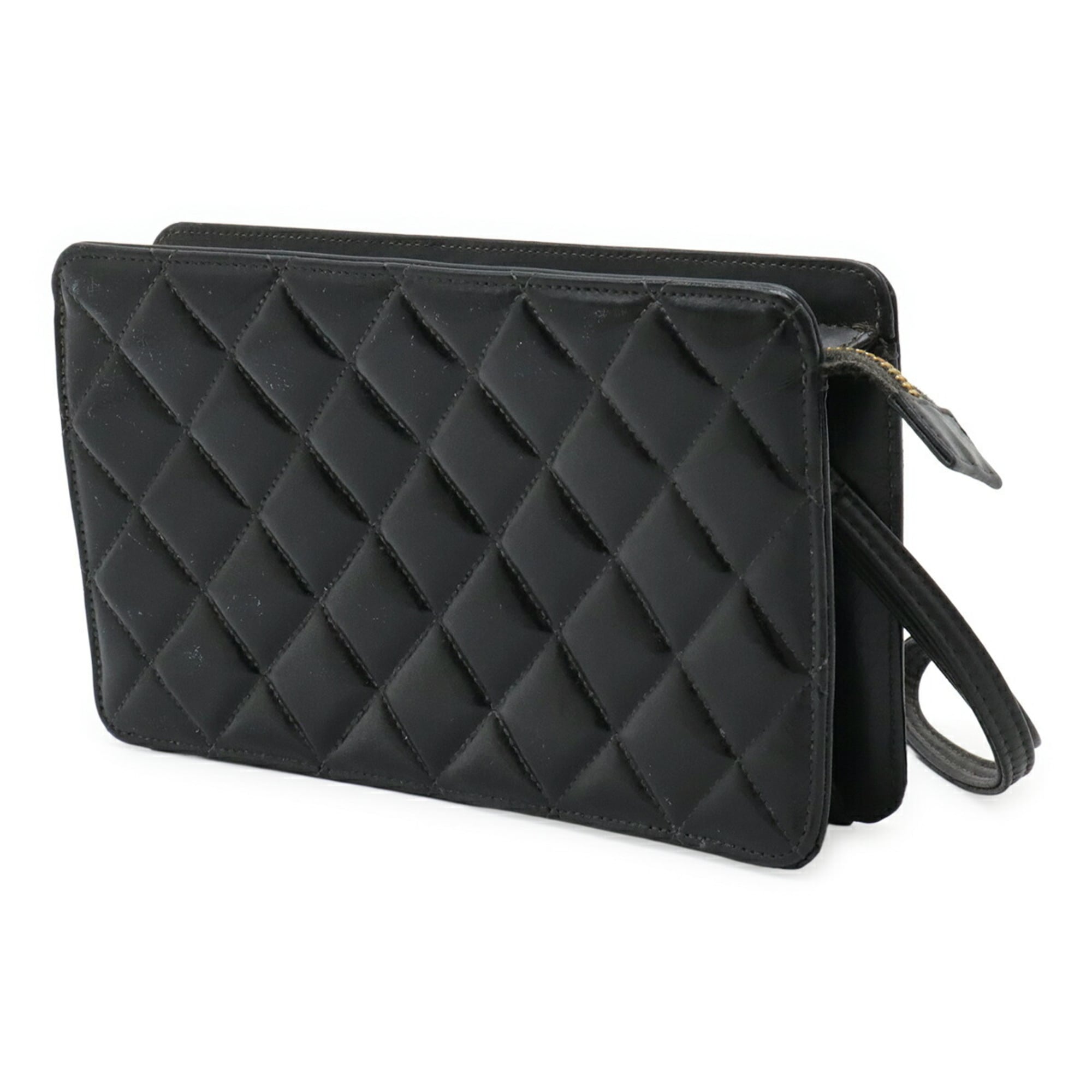 Chanel Black Leather Clutch Bag (Pre-Owned)