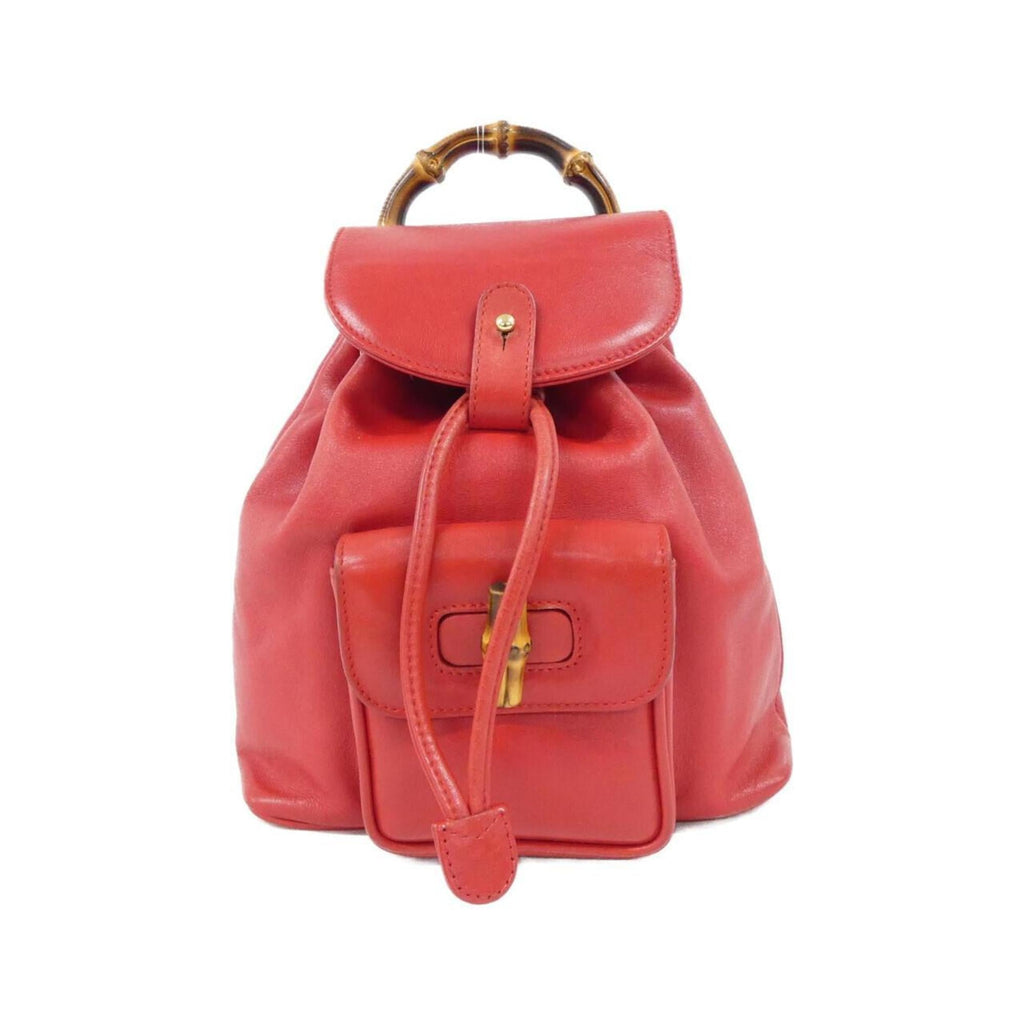 Gucci Red Color Leather Backpack (Pre-Owned)