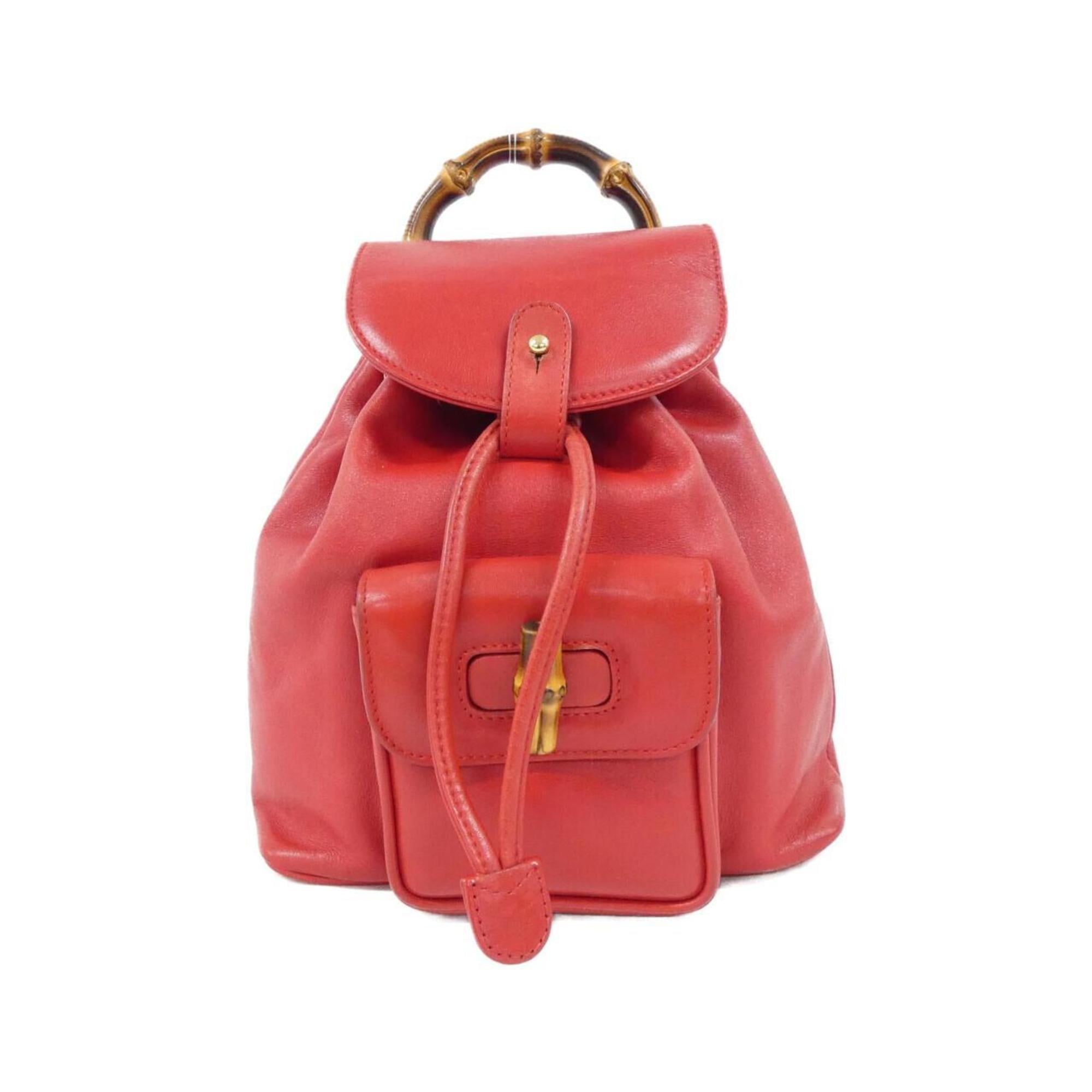 Gucci Red Color Leather Backpack (Pre-Owned)