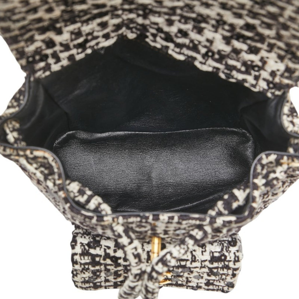 Chanel Black White Tweed Spangles Backpack (Pre-Owned)