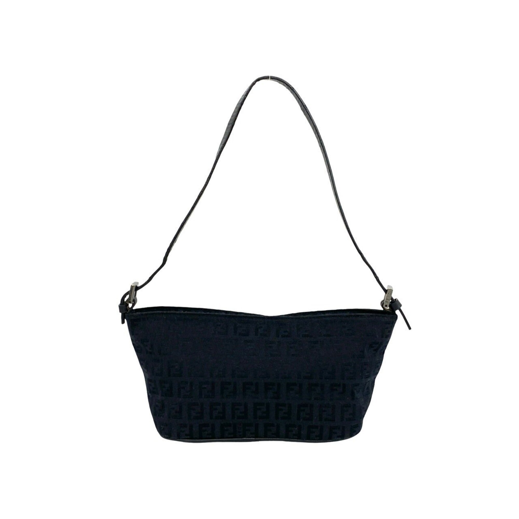 Fendi Black Canvas Leather Handbag Pouch Shoulder Bag (Pre-Owned)