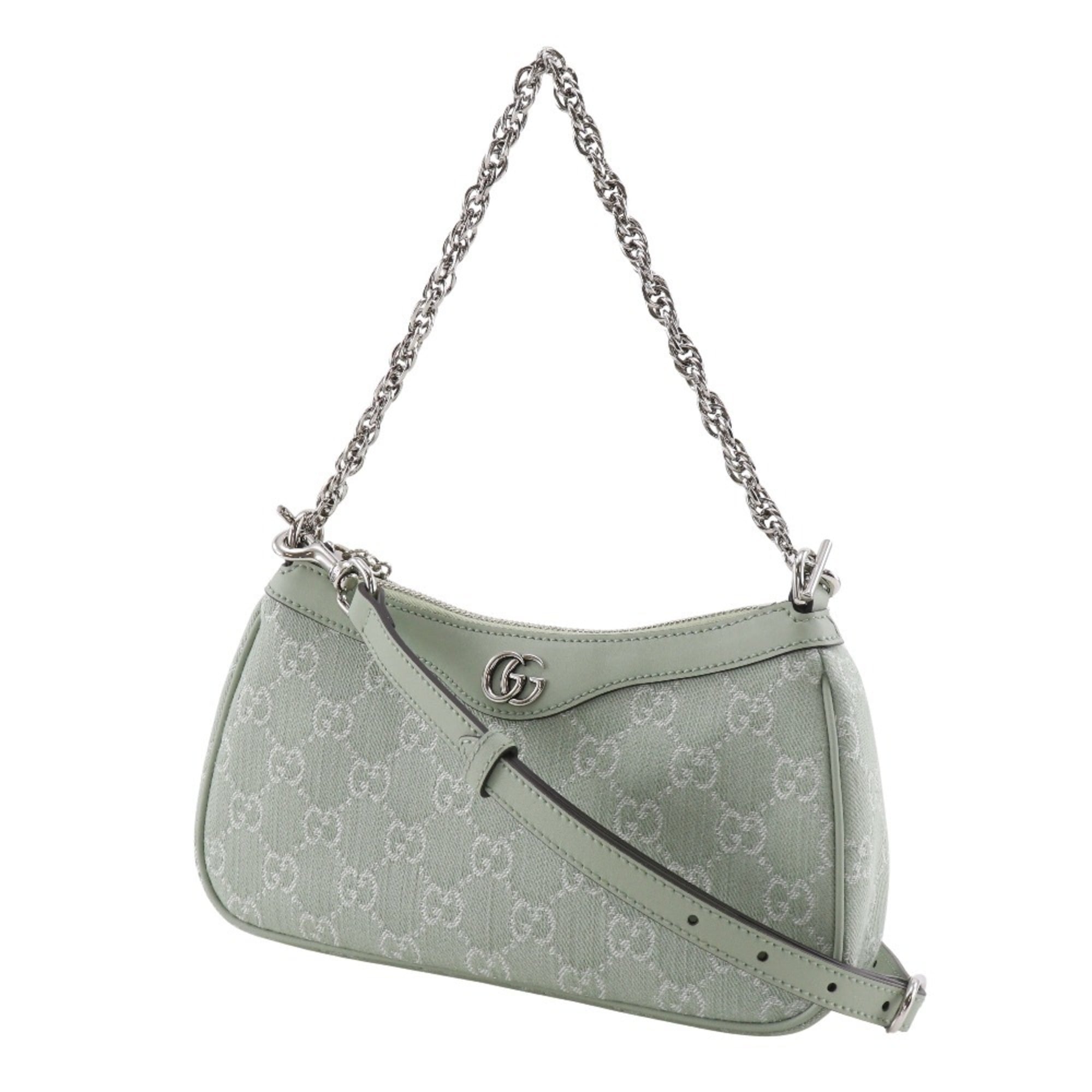 Gucci Green Pale Green Gg Canvas Shoulder Bag (Pre-Owned)