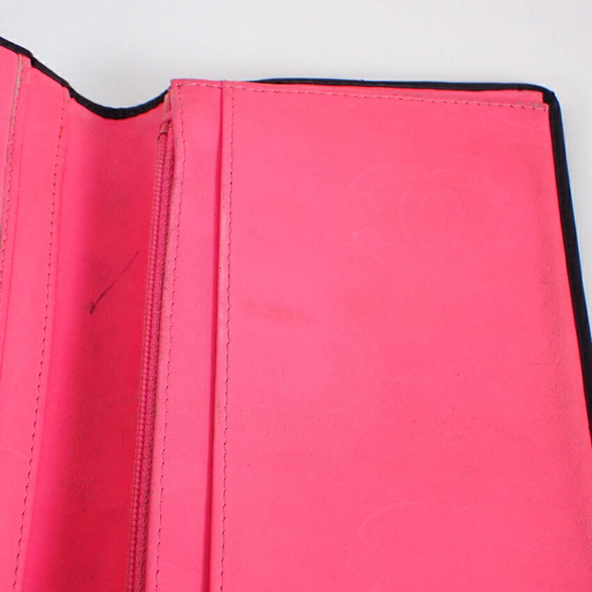 Chanel Black Pink Cambon Ligne Long Wallet (Bi-Fold) (Pre-Owned)