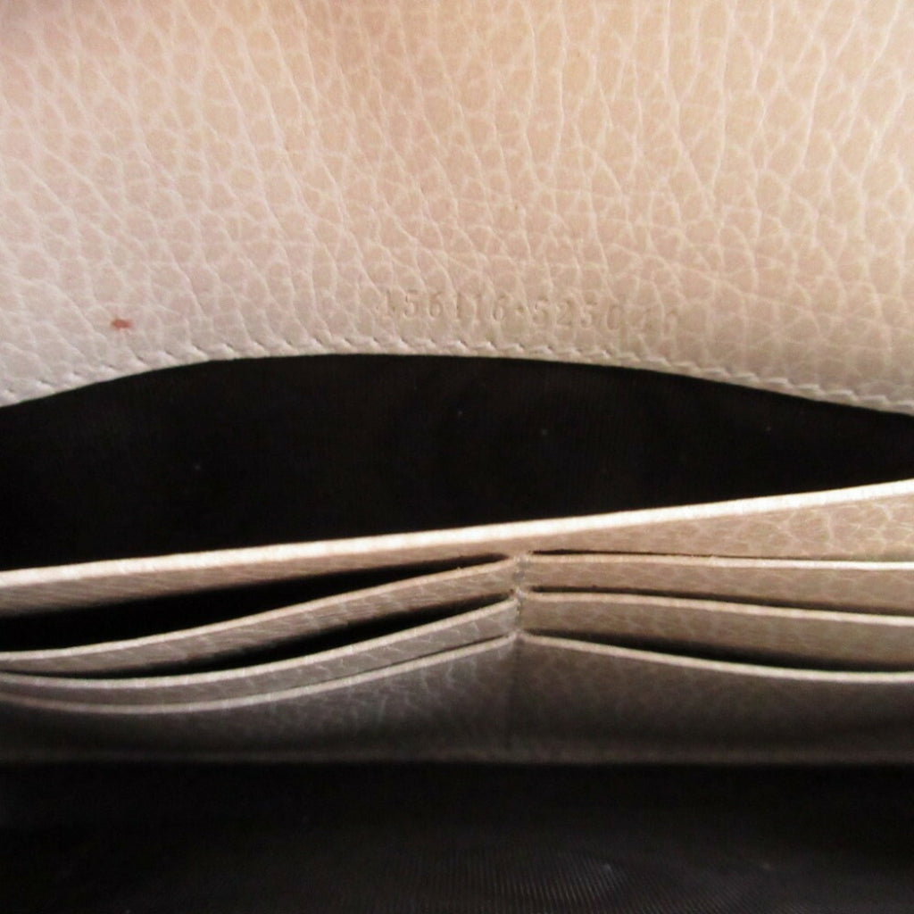Gucci Beige Ivory Gg Canvas Leather Long Wallet (Bi-Fold) (Pre-Owned)