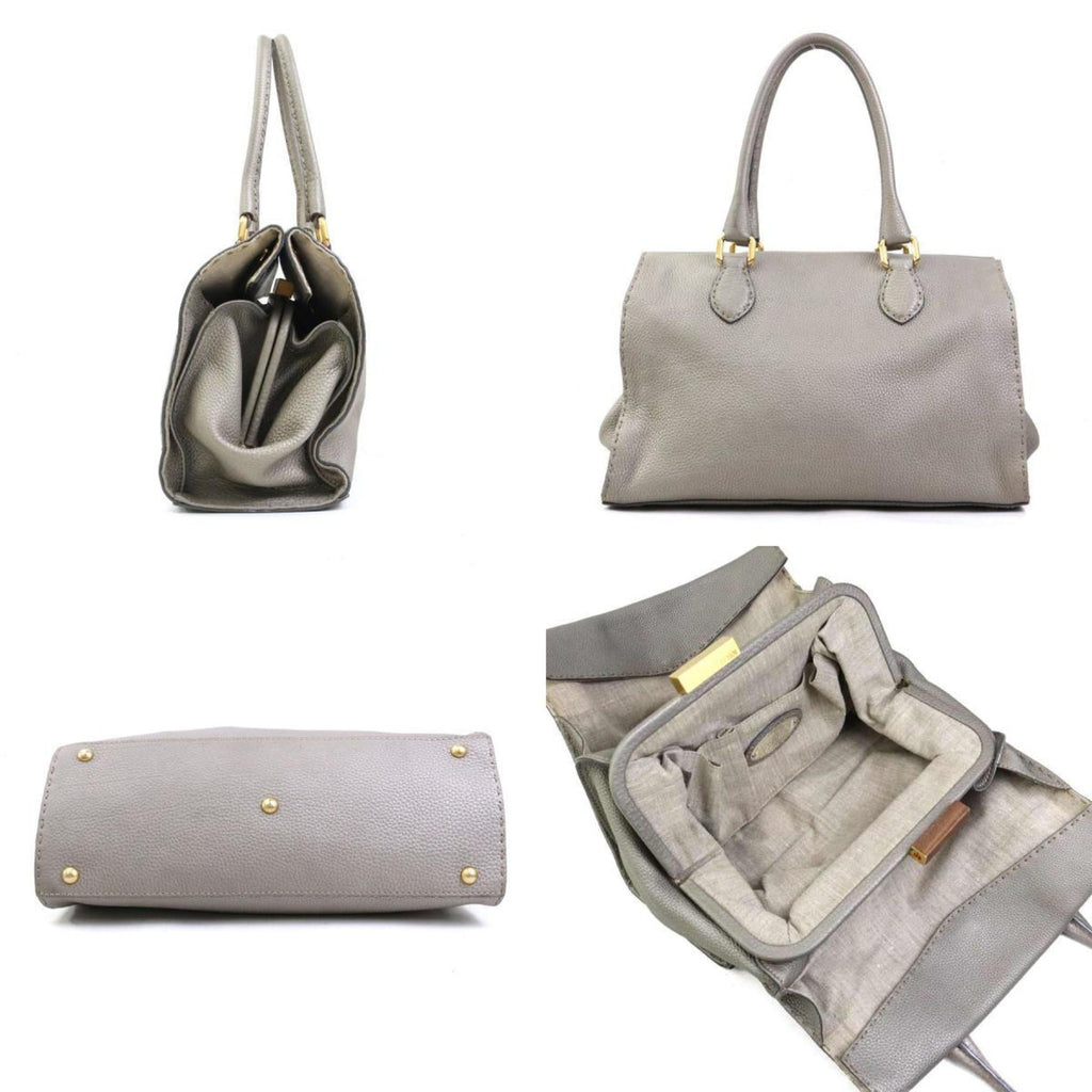 Fendi Gray Leather Handbag (Pre-Owned)