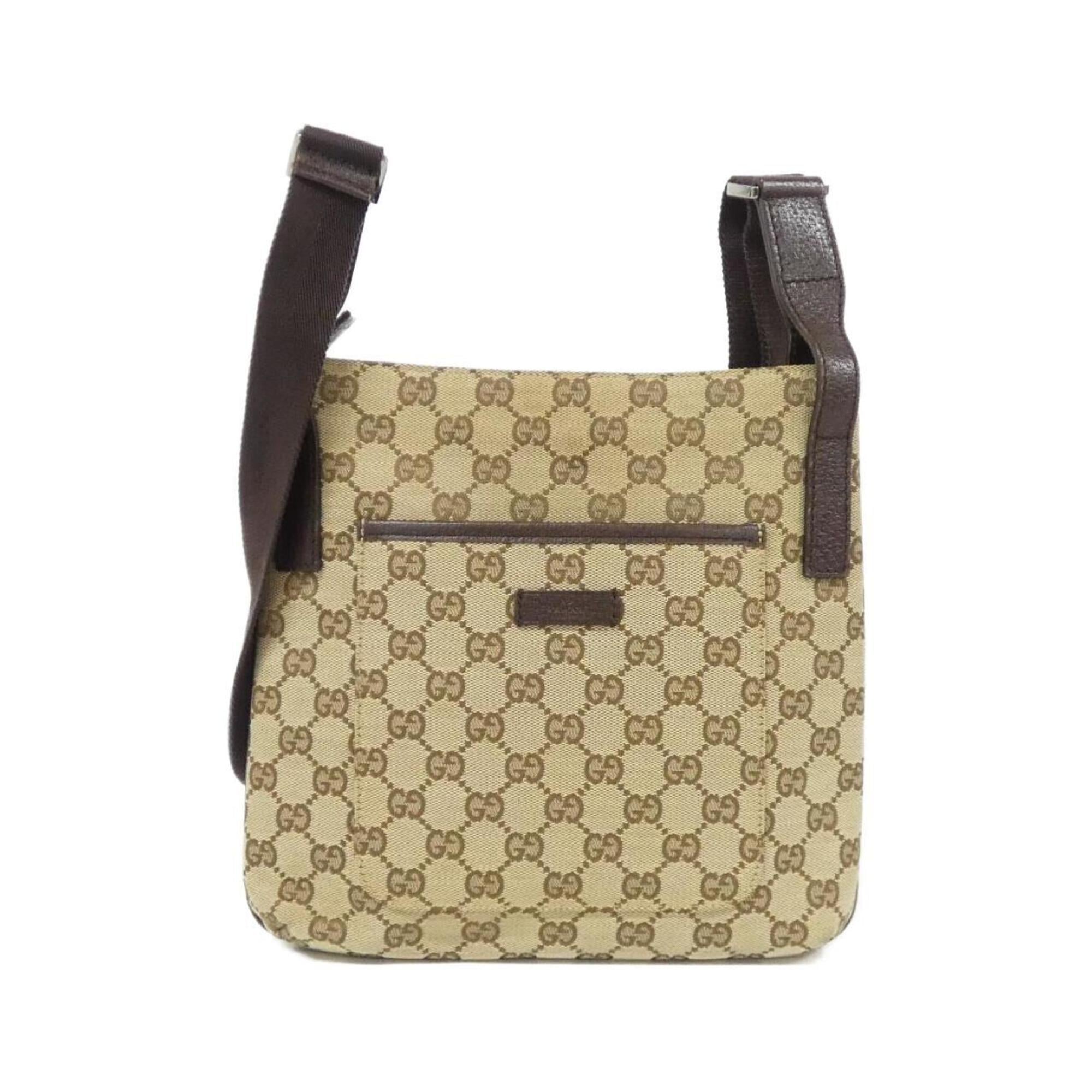 Gucci Beige Brown Gg Canvas Shoulder Bag (Pre-Owned)