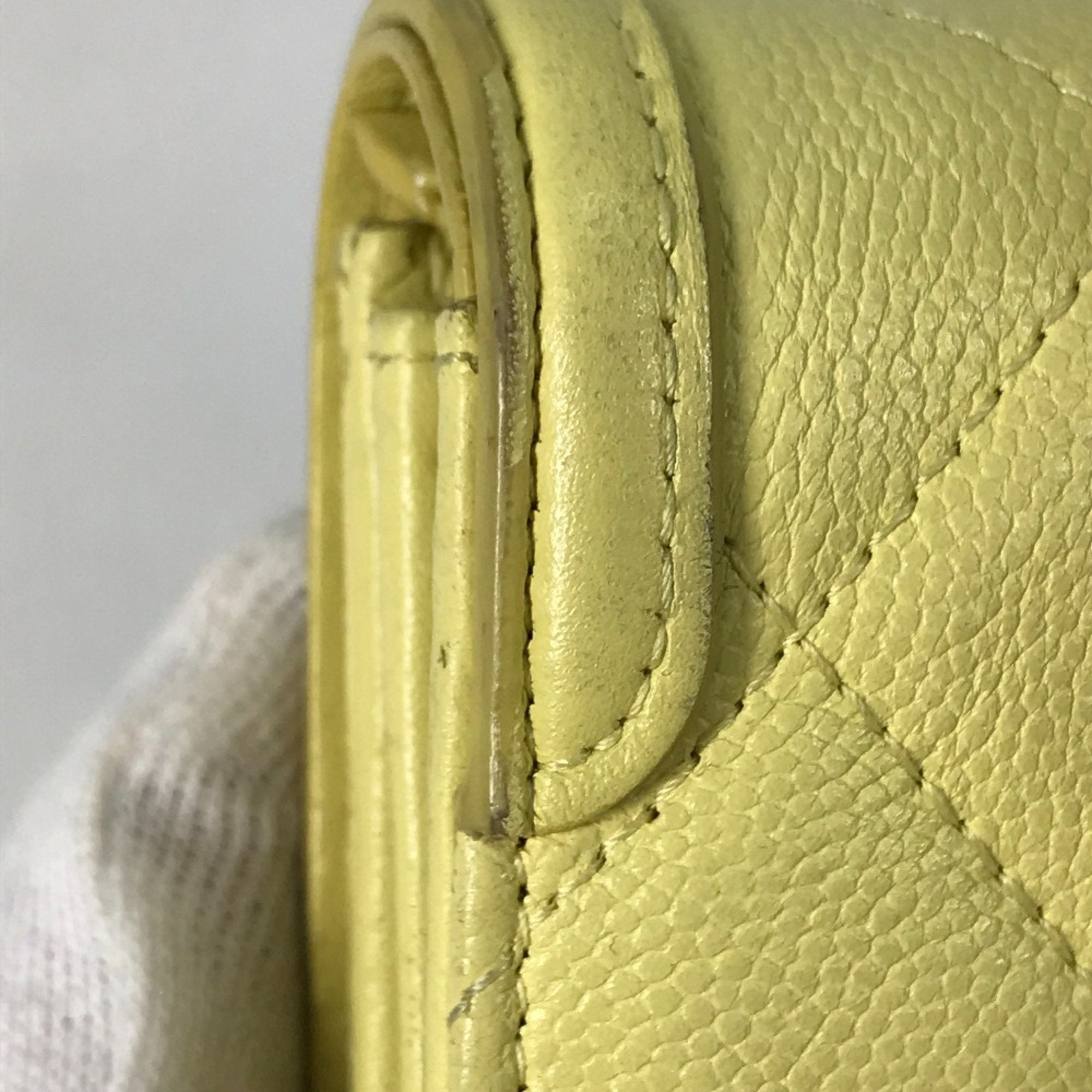Chanel Yellow Leather Long Wallet (Bi-Fold) (Pre-Owned)